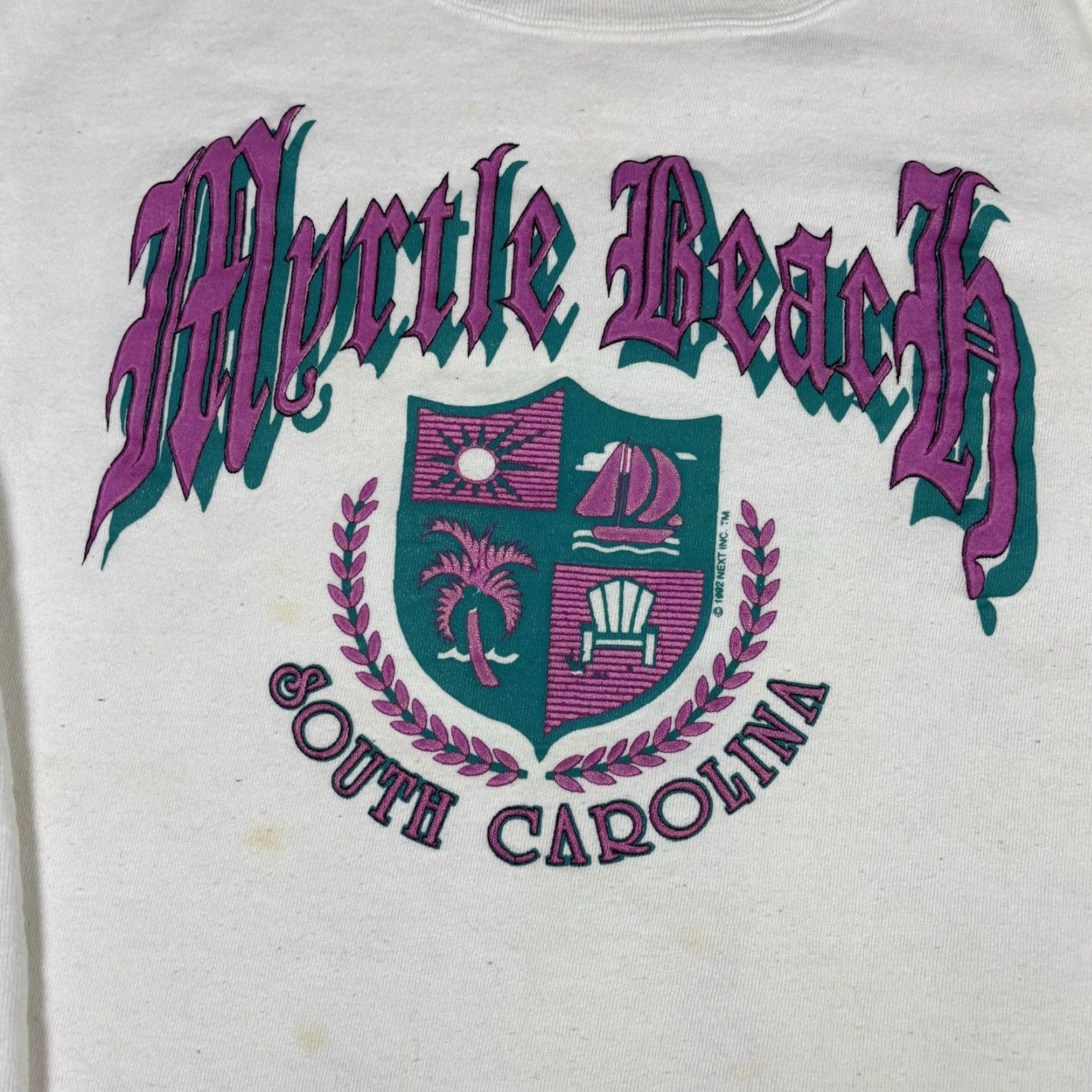 Vintage VINTAGE Myrtle Beach South Carolina White Pullover Crewneck Sweatshirt M Shirt Mens 90s Graphic Print Embroidered Logo Cotton Blend Heavyweight Size US M / EU 48-50 / 2 - 3 Thumbnail