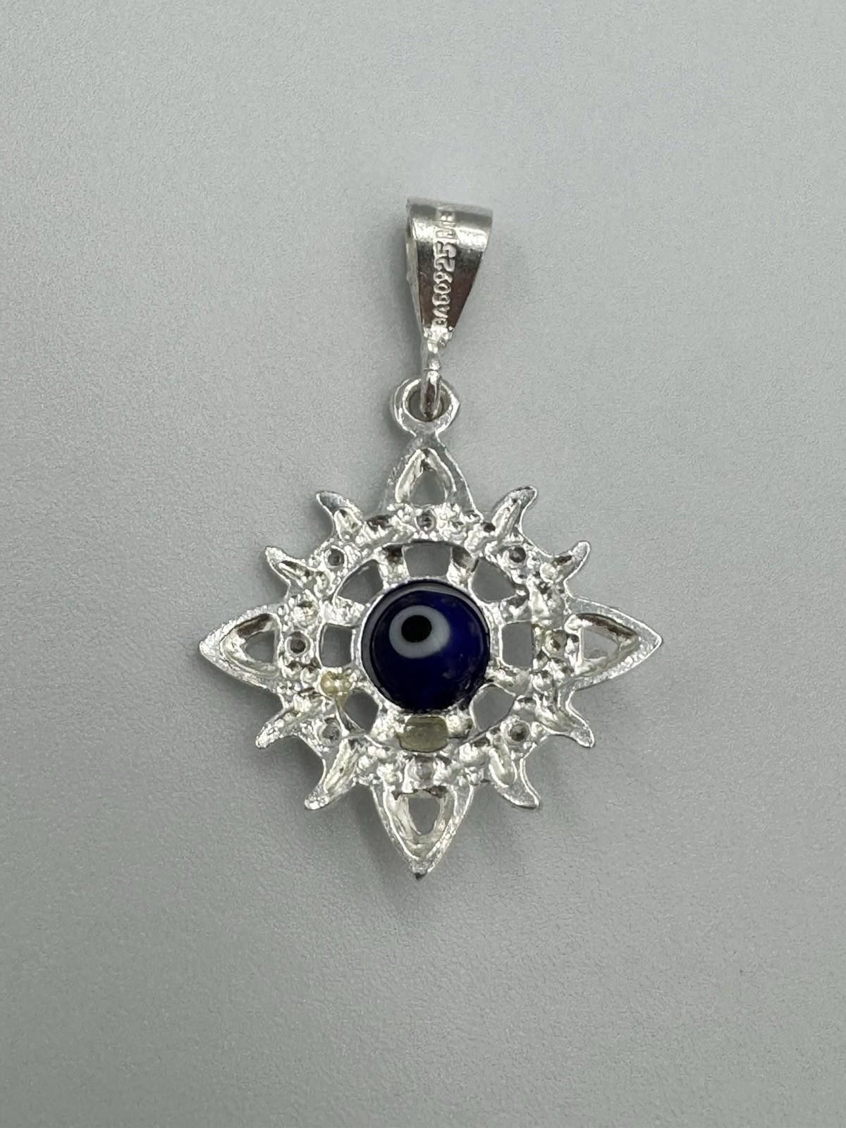 Designer Mexico .925 Silver Evil Eye Starburst Pendant GA50925 w/ CZ Size ONE SIZE - 2 Thumbnail