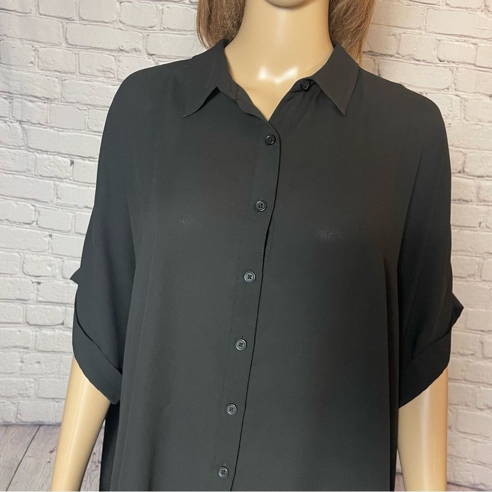 Chicos Chico's Gia Boxy Black Short Sleeve Blouse Size 1 US M Size M / US 6-8 / IT 42-44 - 3 Thumbnail
