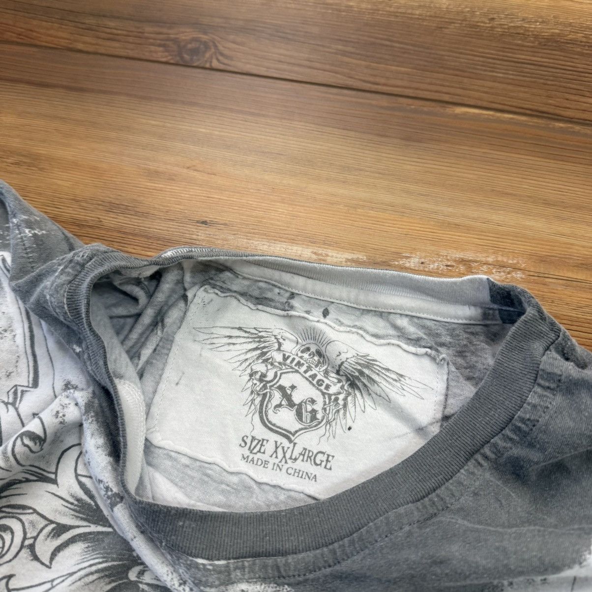 Other Grey Skull Wings Y2K Grunge AOP Affliction Style Tee Shirt Size US XL / EU 56 / 4 - 4 Thumbnail