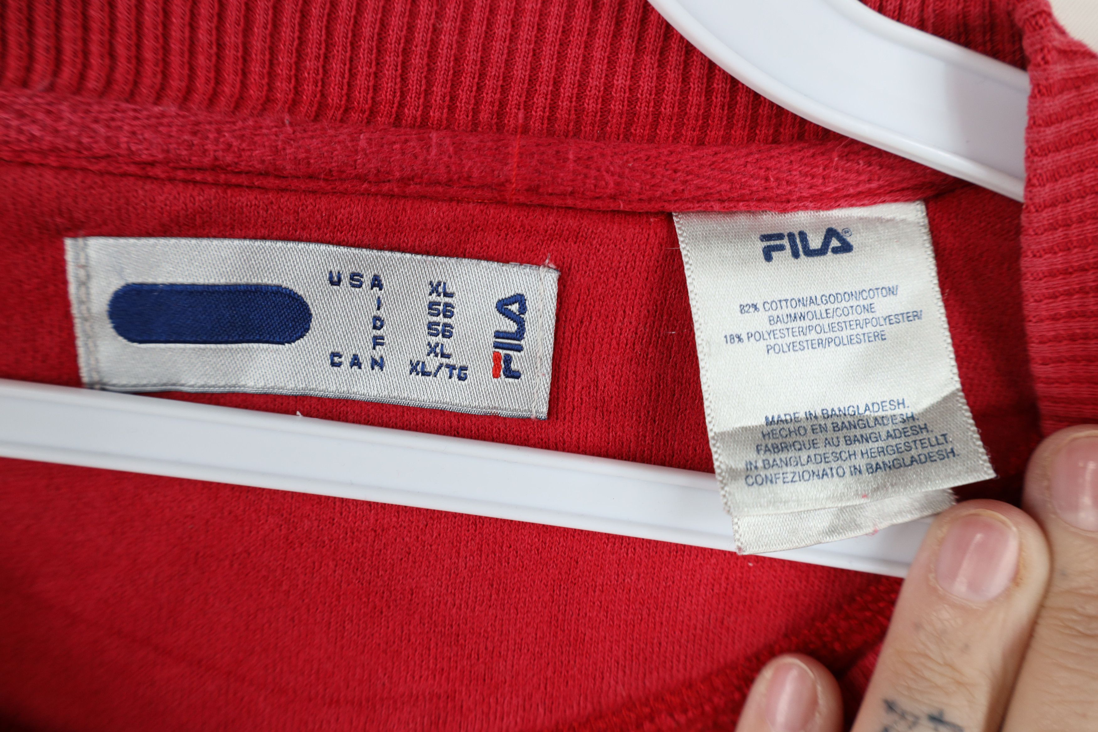 Fila Vintage 90s Fila Classic Logo Crewneck Sweatshirt Red Size US XL / EU 56 / 4 - 10 Thumbnail
