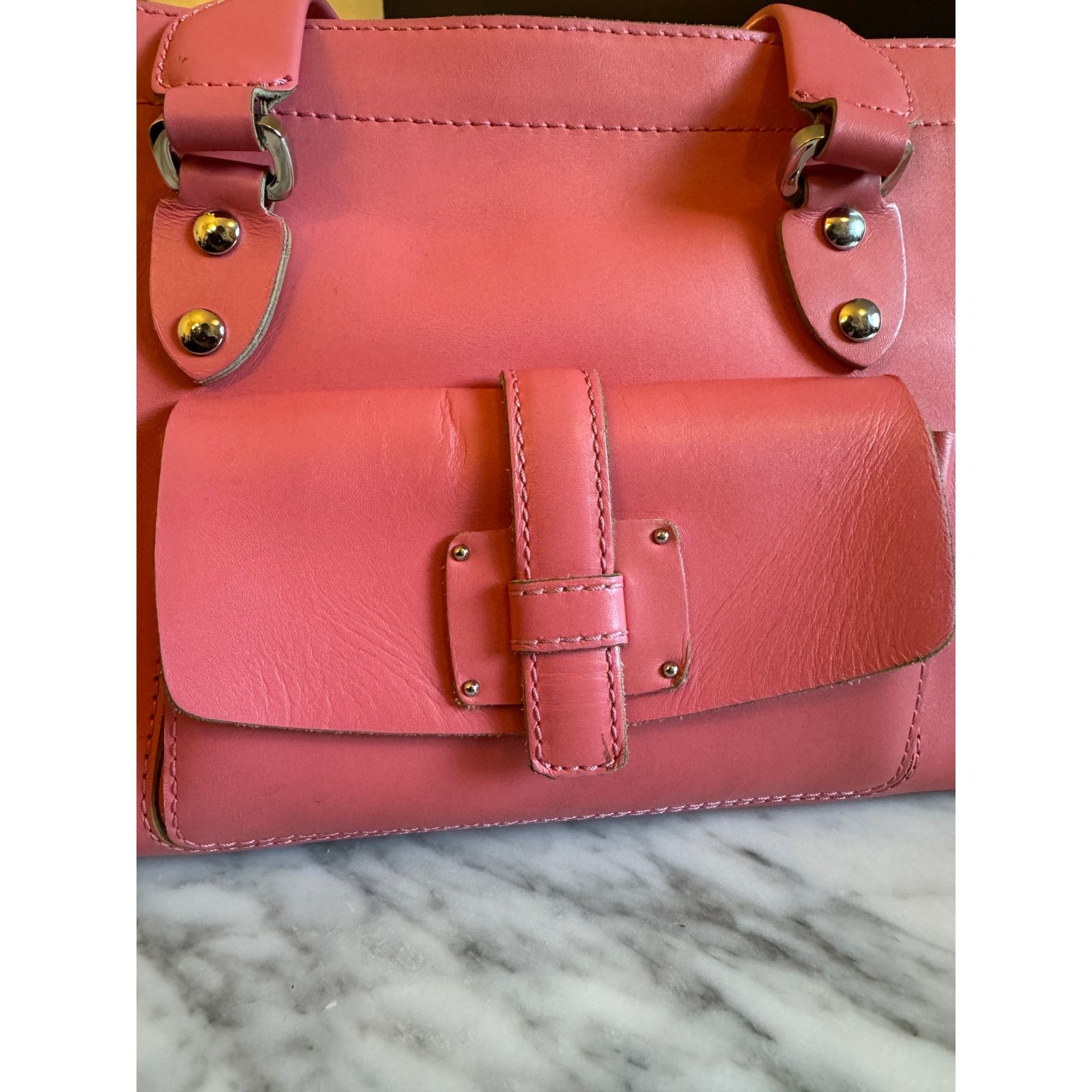 Malo Malo Pink Leather Bag with Tan Suede Interior Handbag Size ONE SIZE - 4 Thumbnail