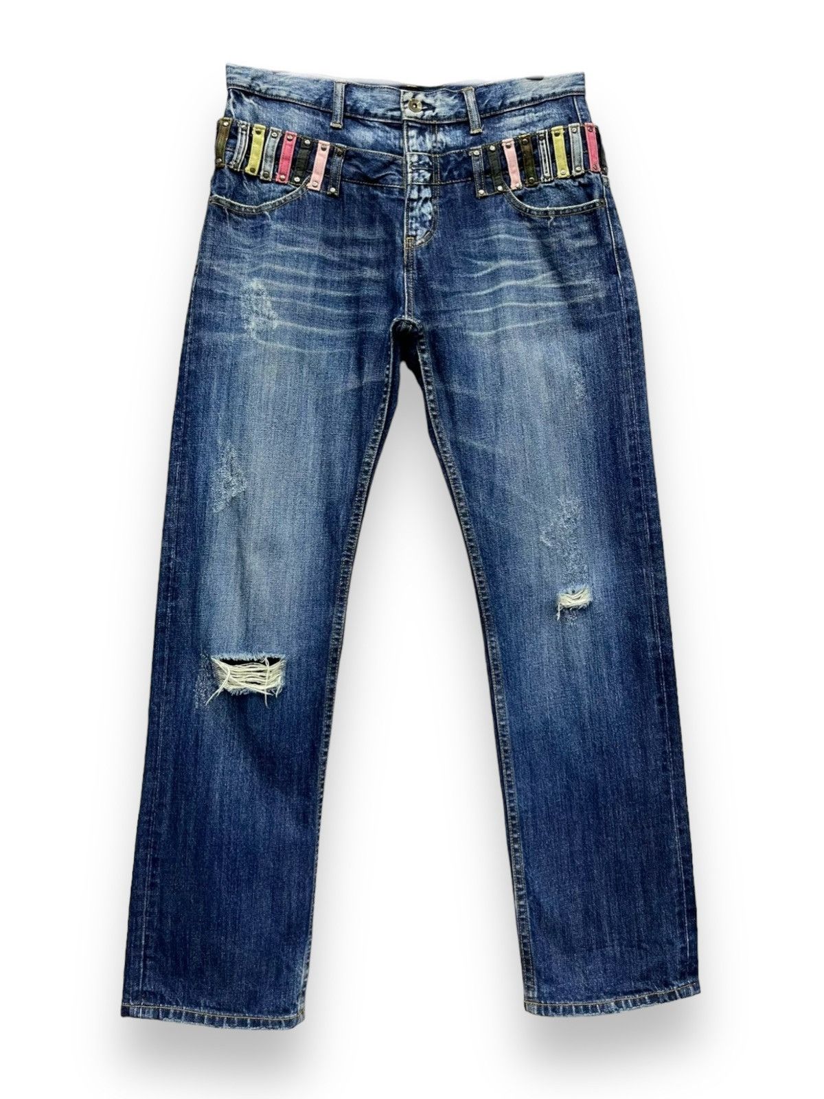 JACKROSE Vtg JACK ROSE Double Waist Distressed Ripped Slim Fit Jeans Size US 31 - 2 Thumbnail