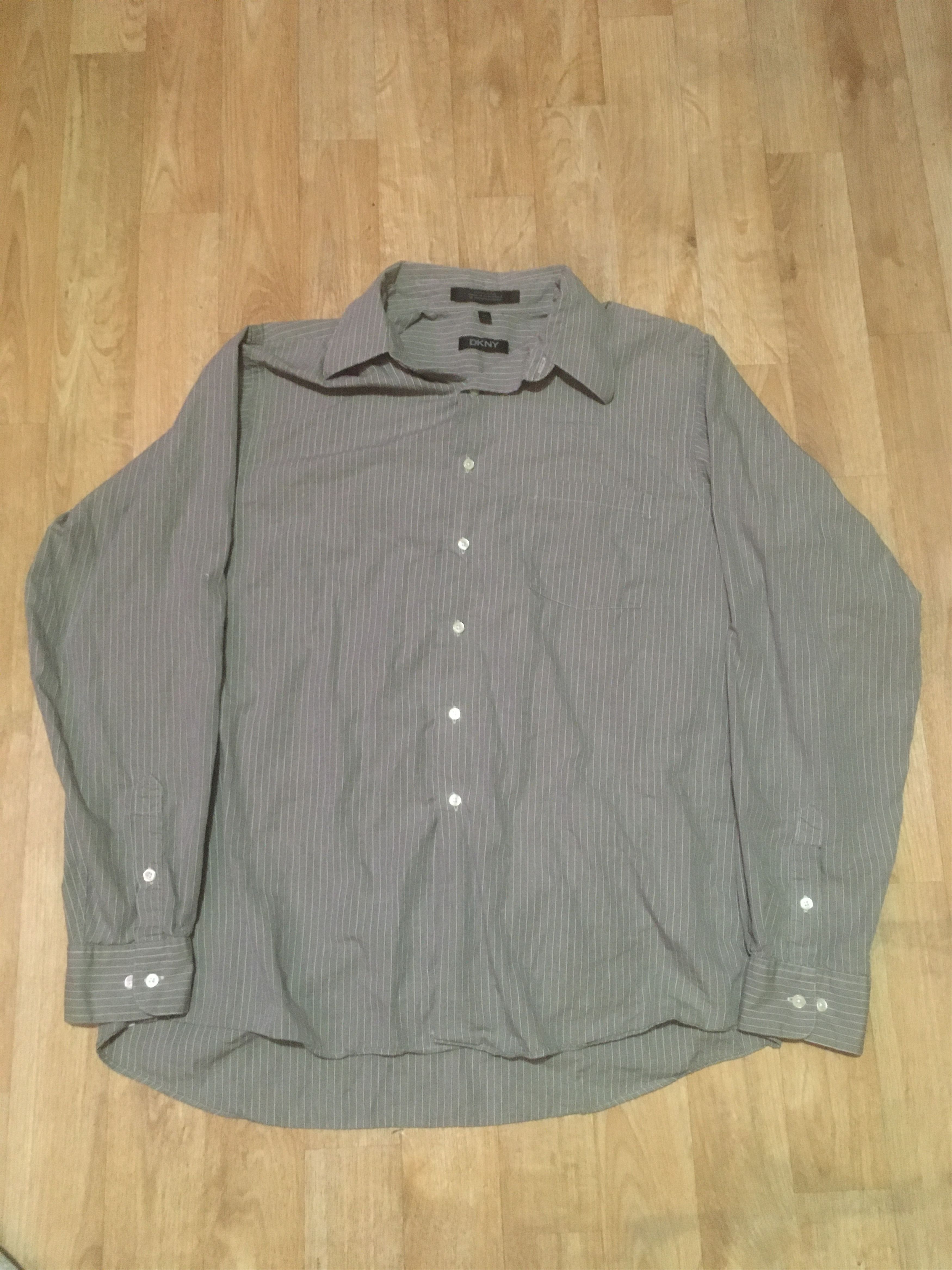 DKNY Large Gray Vintage 2000s Vertical Striped Button Down Shirt Size US L / EU 52-54 / 3 - 1 Thumbnail