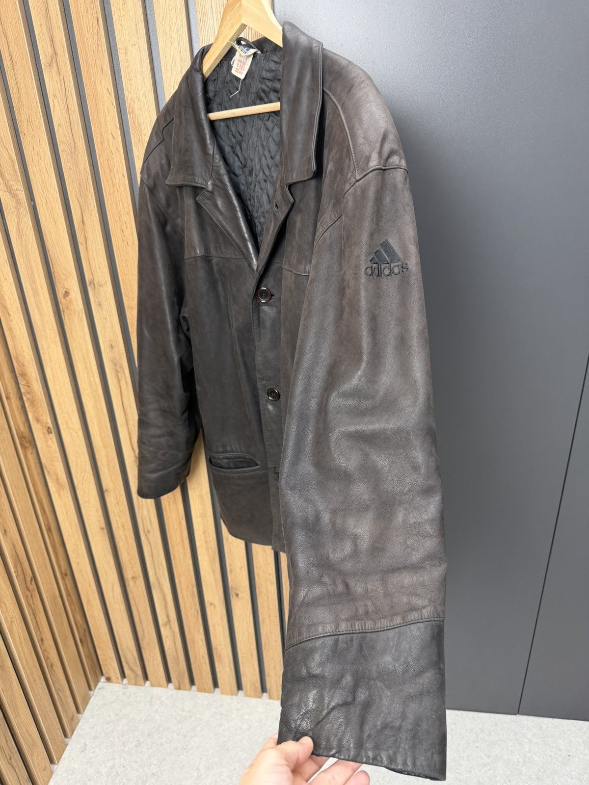 Adidas Vintage Adidas Dark Brown Leather Jacket Coat Size L Size US L / EU 52-54 / 3 - 18 Thumbnail