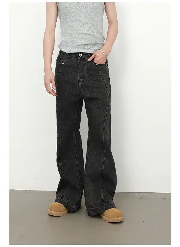 Japanese Brand VIBE Trendy retro patchwork loose flared straight jeans Size US 32 / EU 48 - 2 Thumbnail