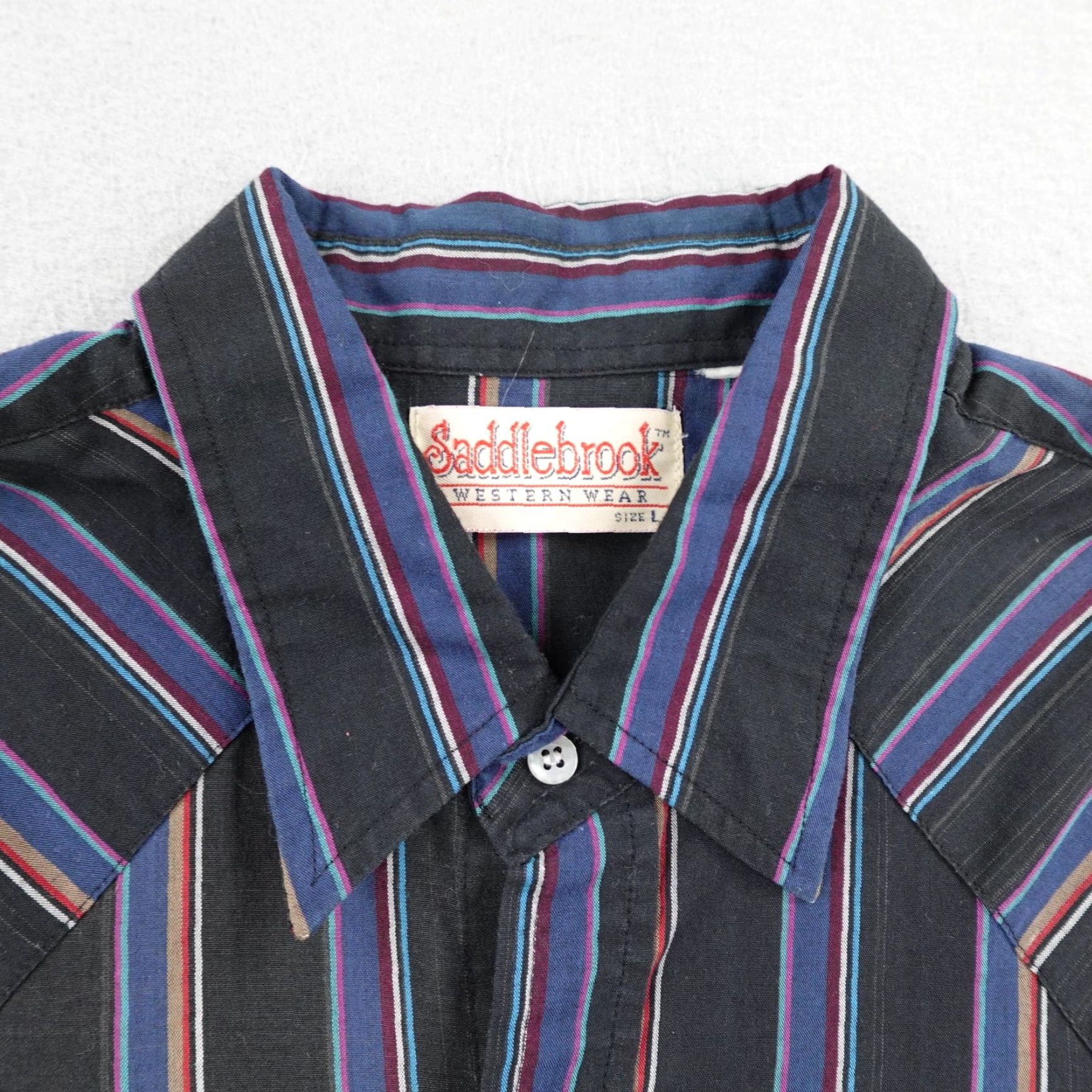 Vintage VINTAGE Saddlebrook Shirt Mens L Black Stripes Western Pearl Snap Rodeo USA Shirt Size US L / EU 52-54 / 3 - 2 Thumbnail