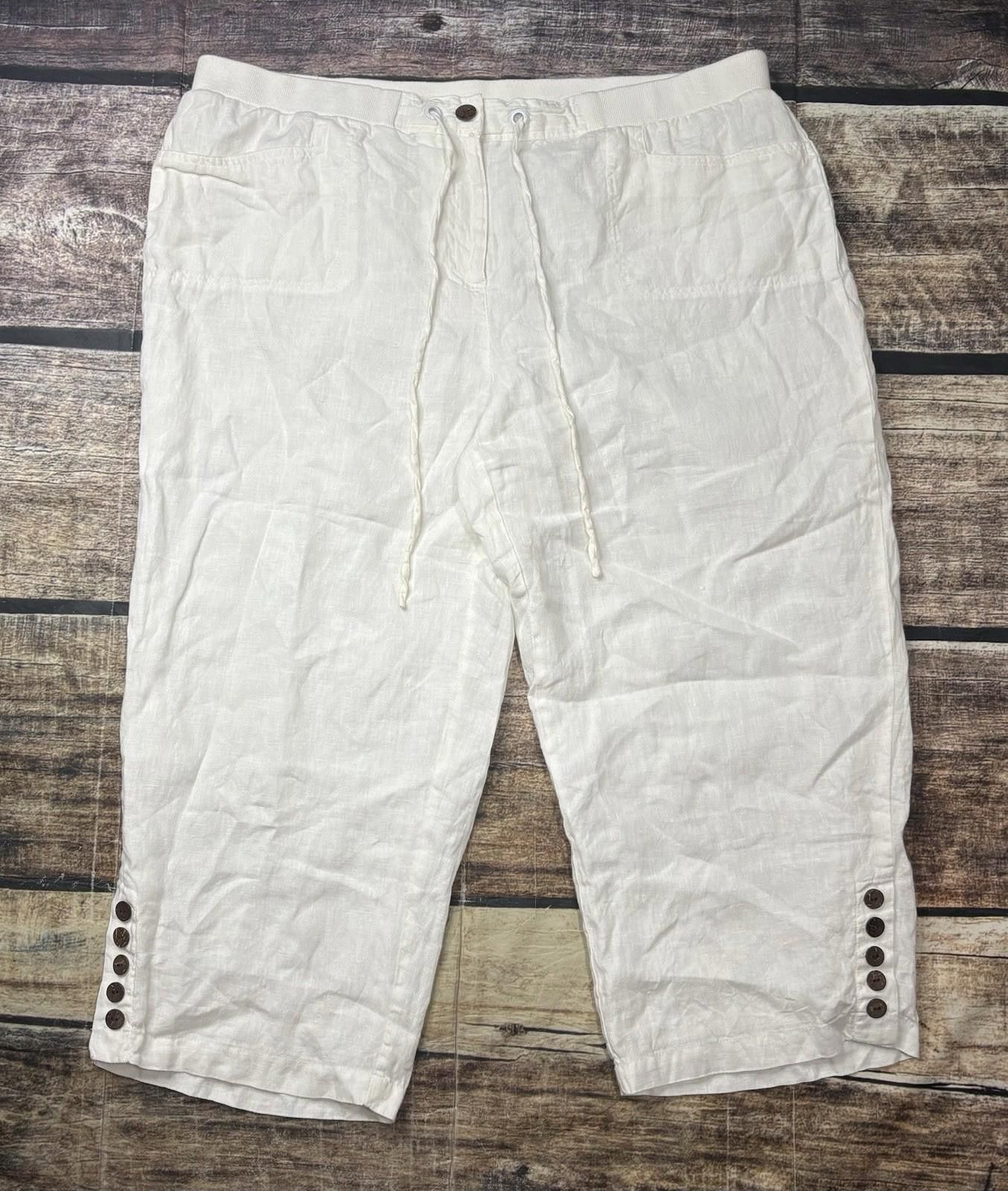 Other JM Collection Pants Womens Size 18 39x21 Linen White Size 40" / US 18 - 1 Thumbnail