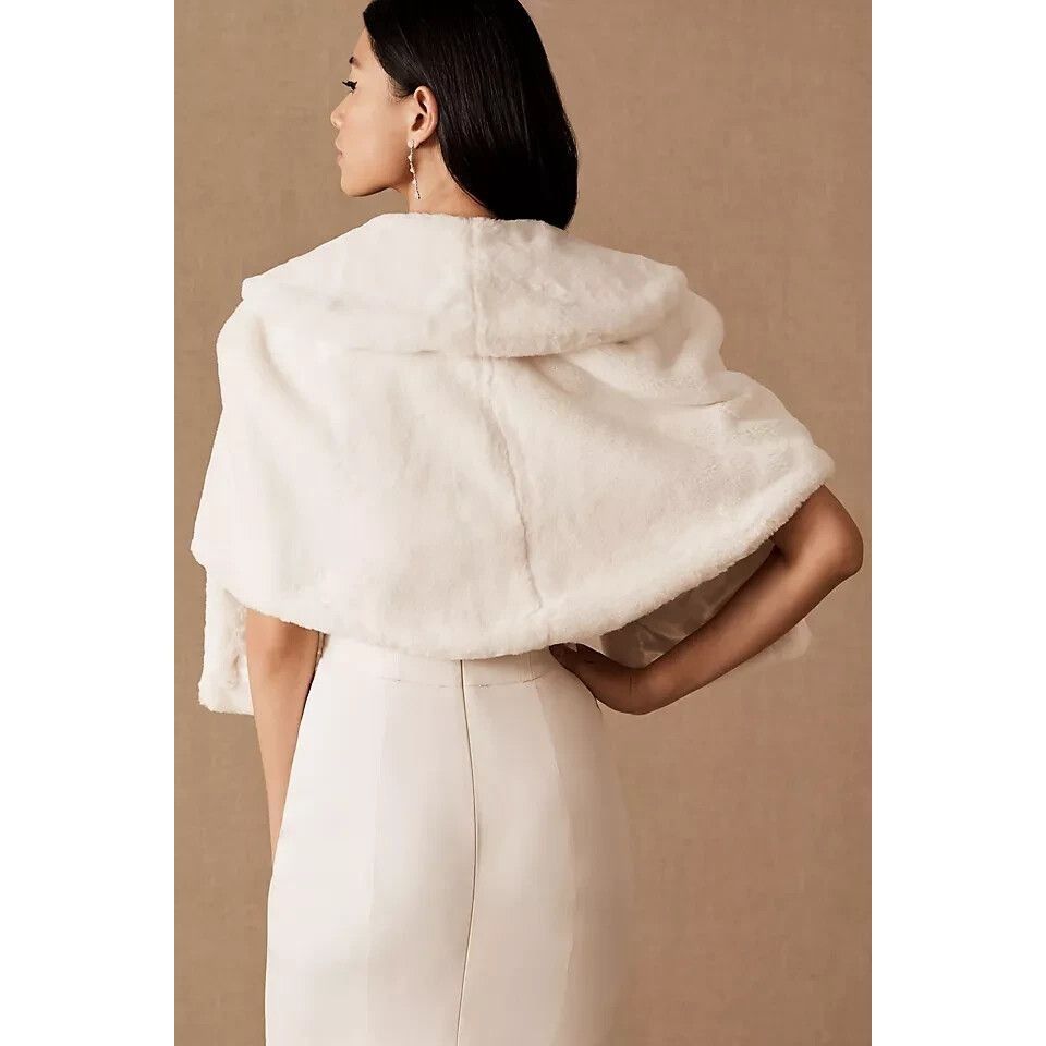 Anthropologie BHLDN Faux Fur Ivory Soft & Luxurious Wrap Size S / US 4 / IT 40 - 2 Thumbnail