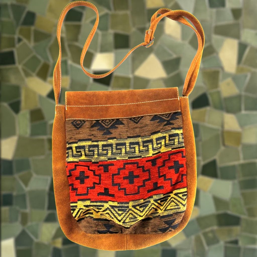 Vintage Vintage Leather Satchel Crossbody Purse Tan Brown 100% Leather Woven Satchel Crossbody Purse Size ONE SIZE - 1 Thumbnail