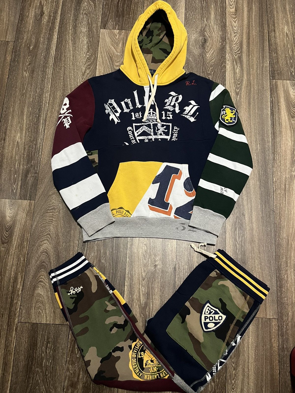Patchwork rugby hoodie shop