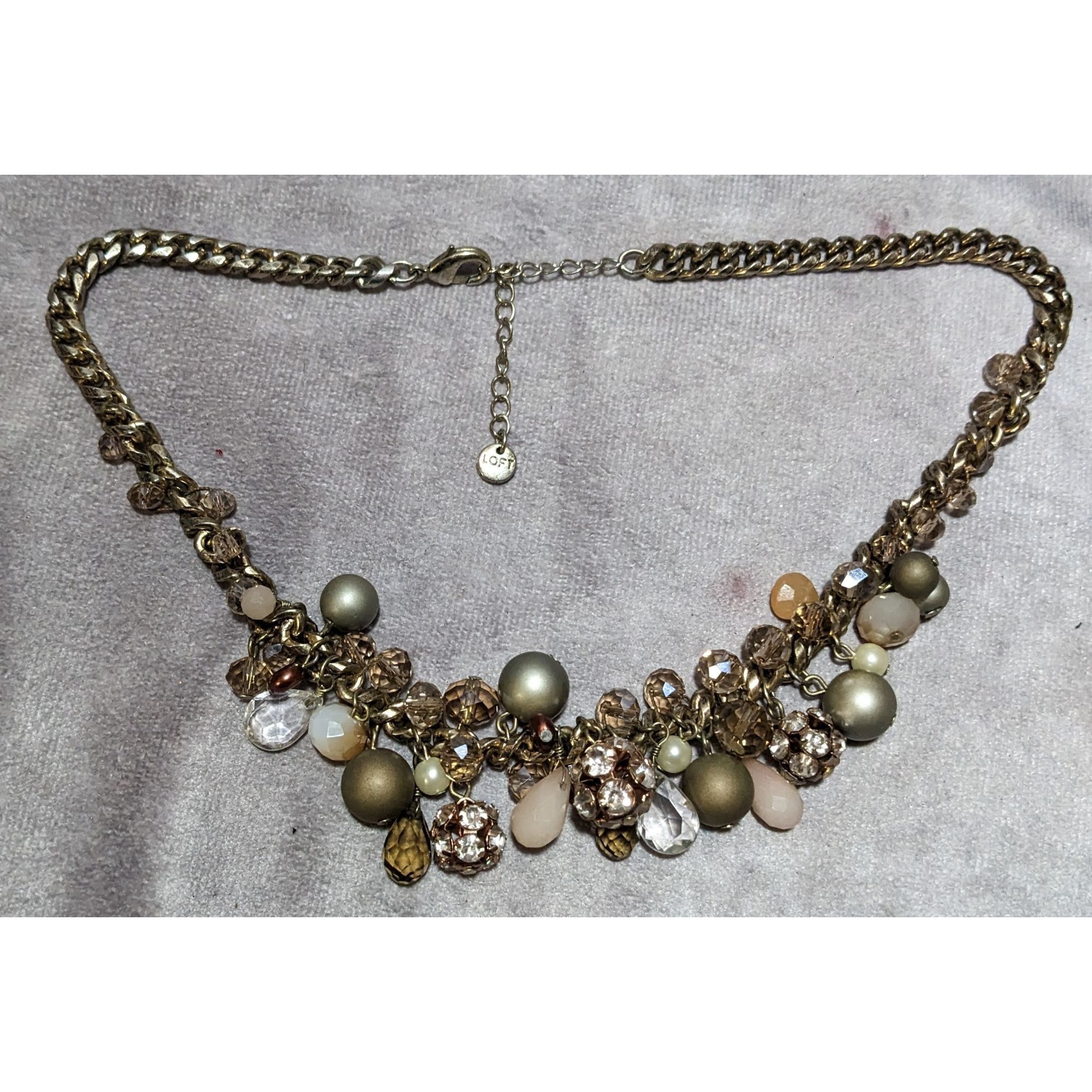 Loft Glam Ann Taylor Loft Gold Beaded Fringe Necklace Size ONE SIZE - 7 Thumbnail