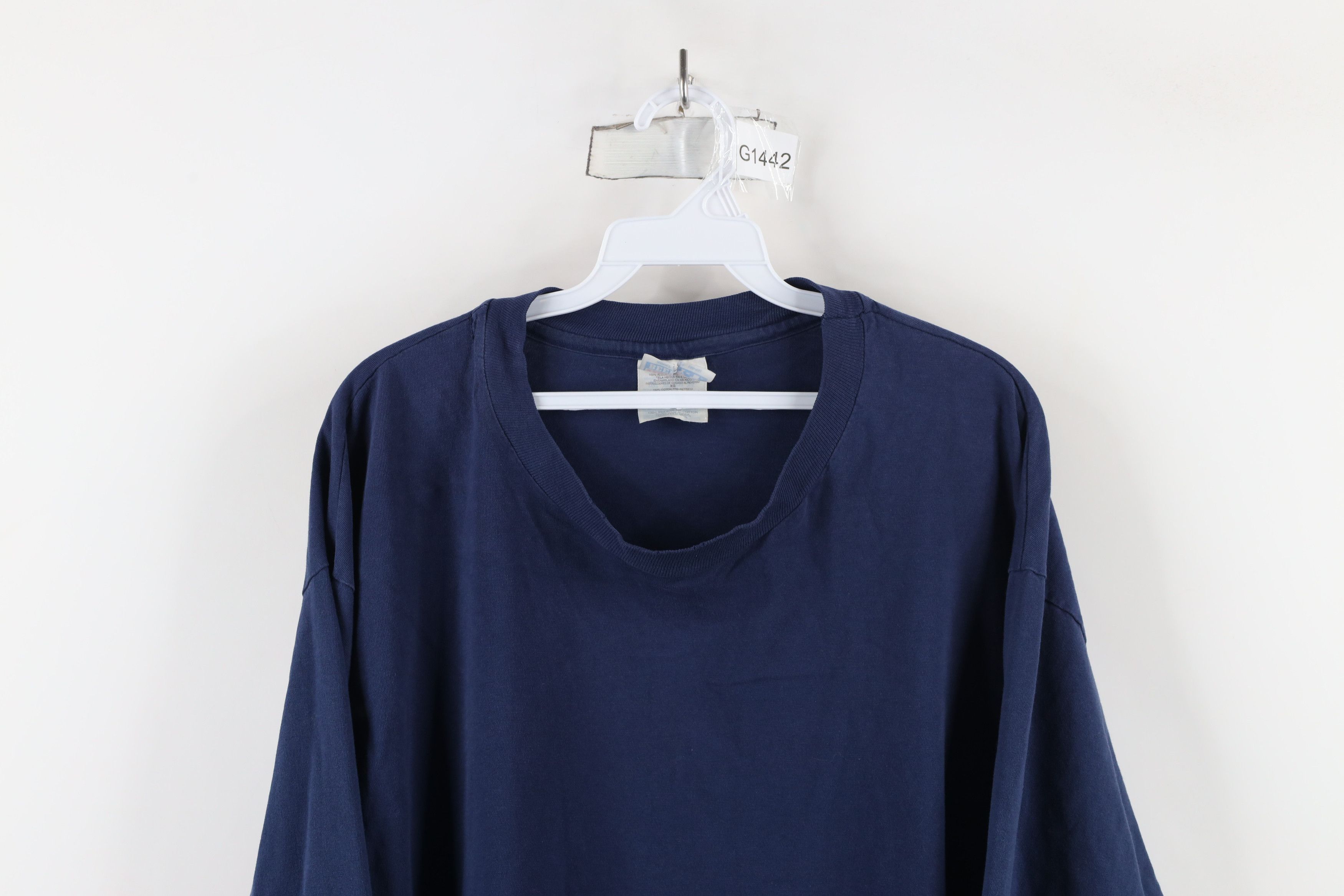 Hanes × Vintage Vintage 90s Hanes Beefy Cotton Long Sleeve T-Shirt Blue Size US XL / EU 56 / 4 - 2 Thumbnail