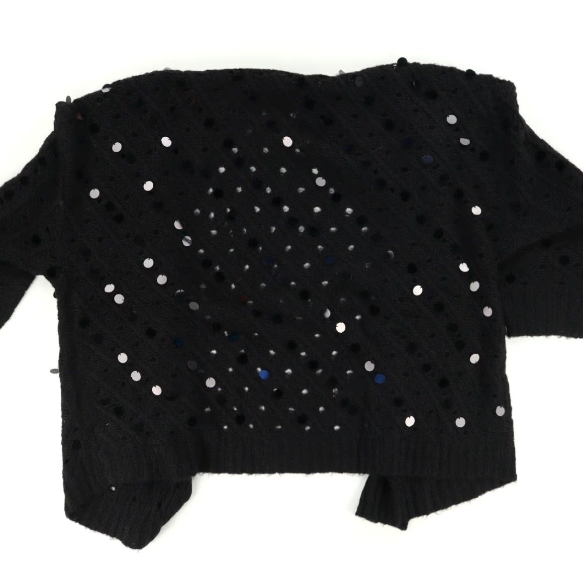 Torrid Torrid Sequin Open Front Cardigan Black Women's 3X Sweatshirt Long Sleeve Solid Sequin Cardigan Shirt Women 3X Size XXL / US 16-18 / IT 52-54 - 4 Thumbnail