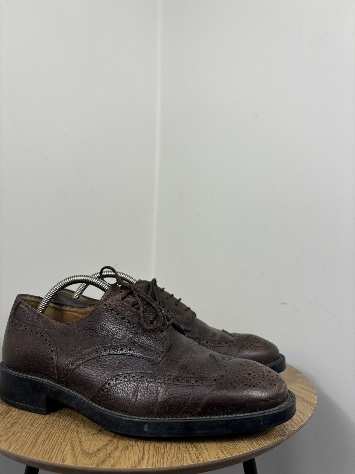 Tod's Tod’s Men’s Lace-Up Brown Leather Oxford Brogue Dress Shoes Size US 9 / EU 42 - 4 Thumbnail