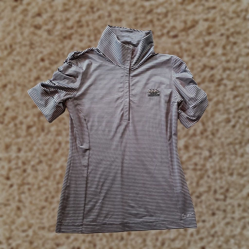 Nike Nike Dri-Fit Polo Shirt Womens Small Gray Striped 1/4 Zip Short Sleeve Golf Club Embroidery Black Gold Size S / US 4 / IT 40 - 1 Thumbnail
