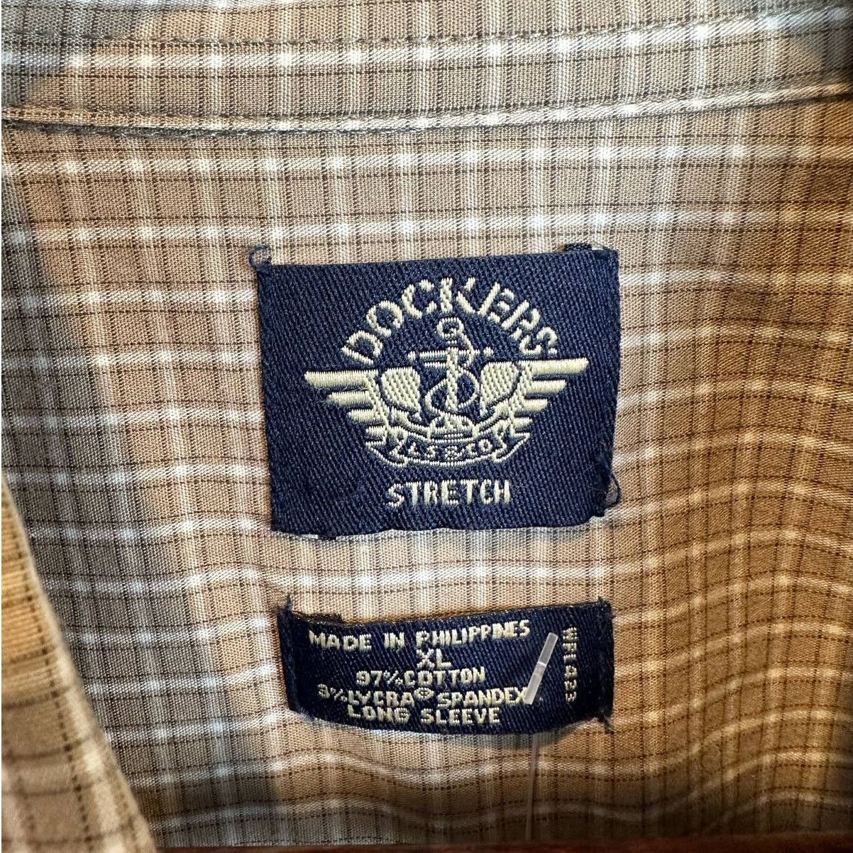Dockers × Vintage Vintage 90s Dockers Flannel Shirt Sz XL Tan Plaid Collared Size US XL / EU 56 / 4 - 5 Thumbnail