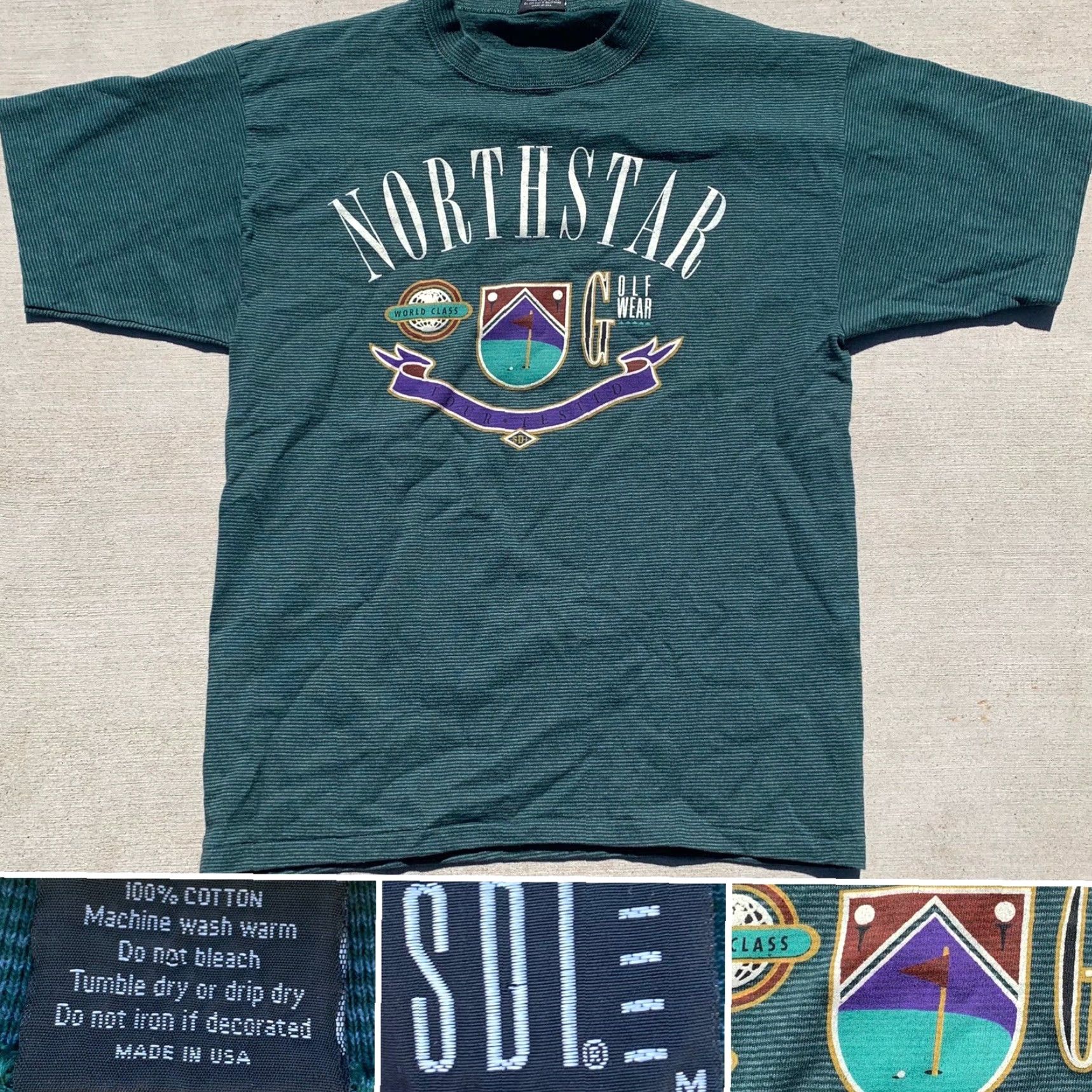 Vintage VINTAGE SDI T-Shirt Golf Striped M Green 80s 90s World Class Tour Tested Made in USA Mens Size US M / EU 48-50 / 2 - 2 Thumbnail