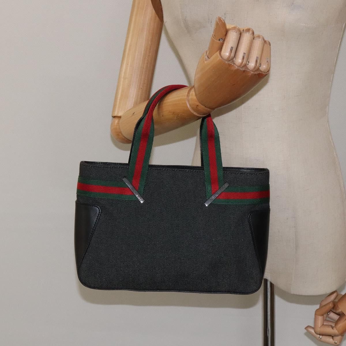 Gucci GUCCI Web Sherry Line Hand Bag Canvas Black Size ONE SIZE - 21 Thumbnail
