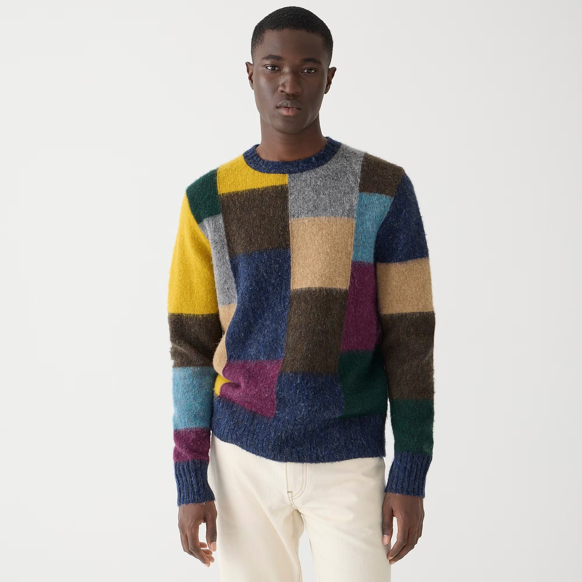 J.Crew J. CREW Brushed Wool Crewneck Sweater Pacific Patchwork Size US M / EU 48-50 / 2 - 2 Thumbnail