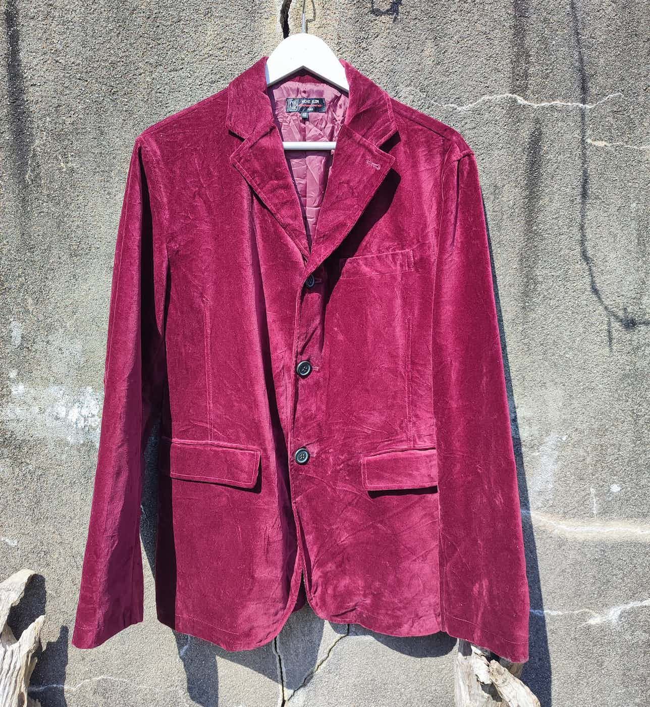 image of Designer Stealmichel Klein Homme Velvet Blazer in Red Velvet, Men's (Size Medium)