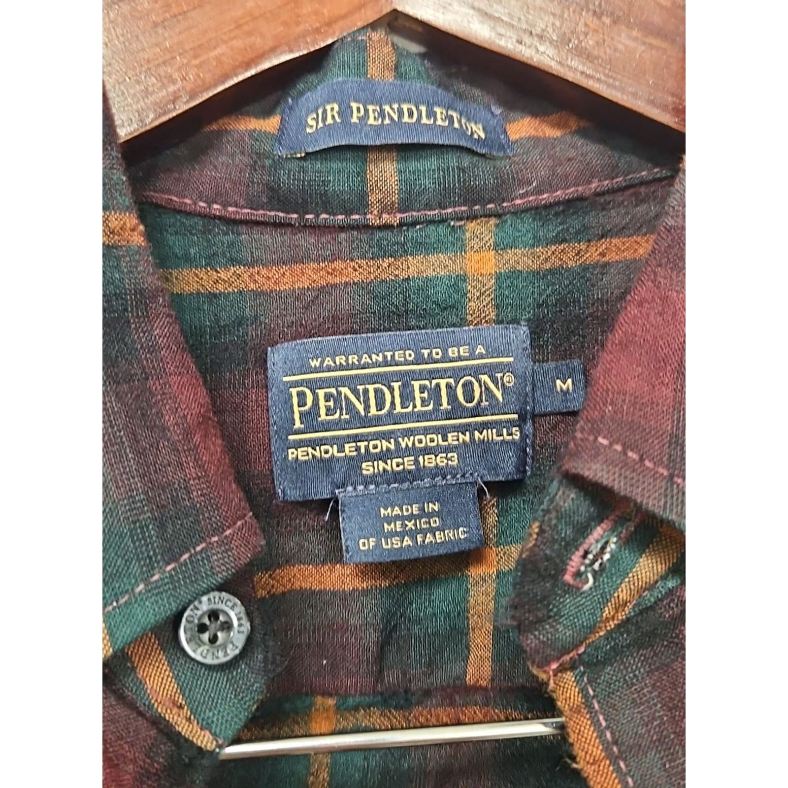 Pendleton VINTAGE Pendleton Shirt Mens M Green Plaid Wool Flannel Button-Down Shirt Size US M / EU 48-50 / 2 - 2 Thumbnail