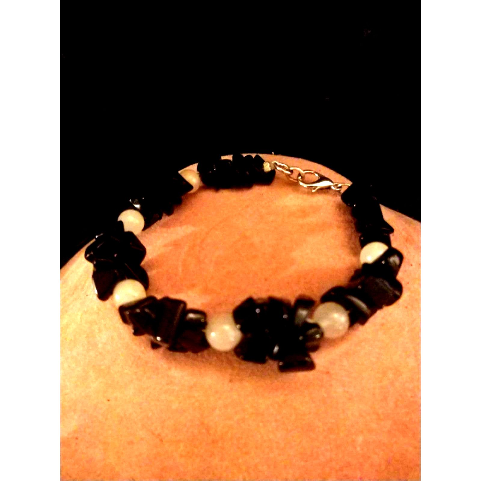 Vintage Natural Stone and Rose Quartz Bracelet Size ONE SIZE - 1 Thumbnail