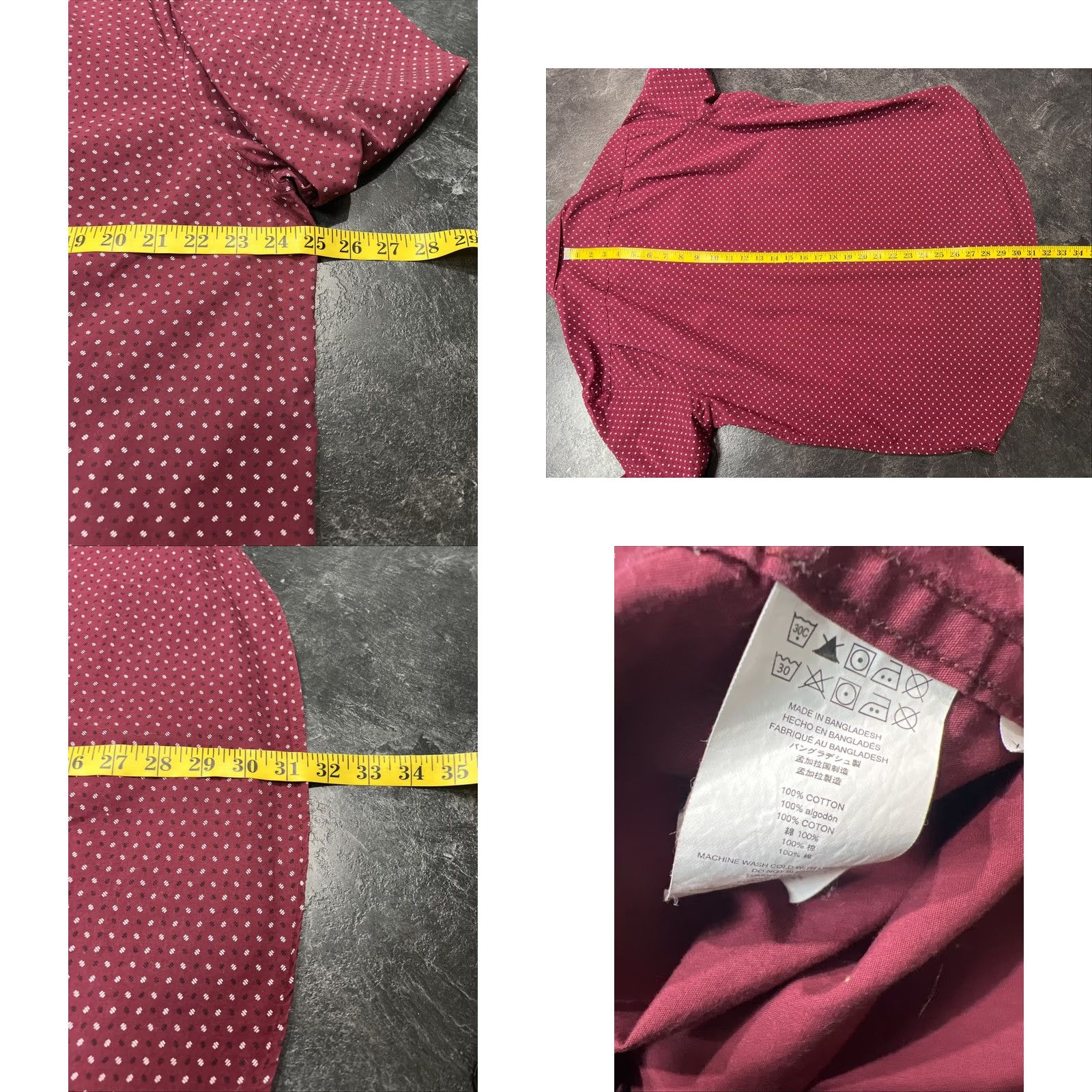 Michael Kors Michael Kors Button Down Shirt Men XL Red Slim Cotton Elastane Navy Burgundy Dot Pattern Long Sleeve Collared Bottom Down Dress Shirt Size 46R - 8 Thumbnail