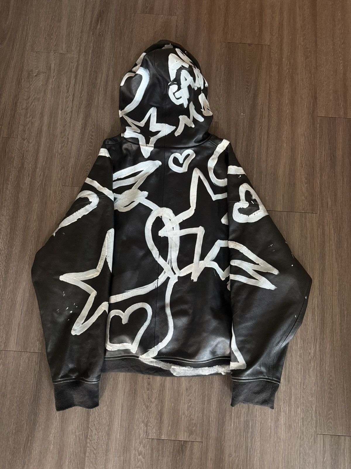 Skoloct Skoloct hand painted leather hoodie Size US L / EU 52-54 / 3 - 2 Thumbnail