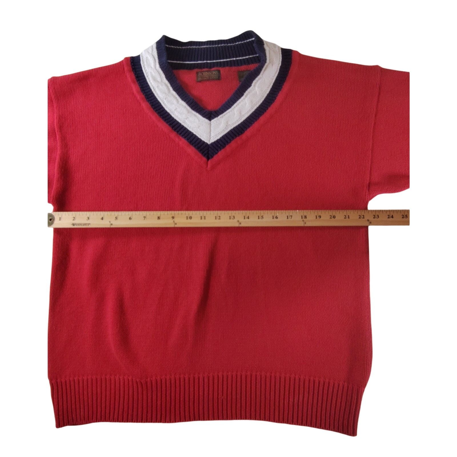 Royal Robbins Rare Vintage Robinsons V Neck Sweater Jumper Red Medium 80s Size US M / EU 48-50 / 2 - 4 Thumbnail