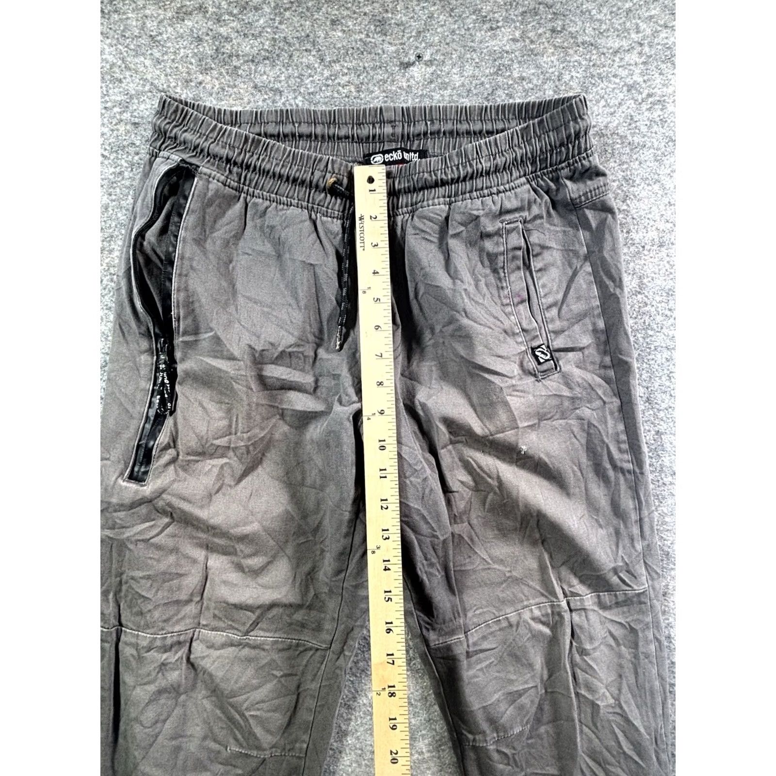 Ecko Unltd. Ecko Unltd Sweatpants Men's Large Gray Rhino Logo Joggers Distressed Stained Size US 33 - 4 Thumbnail