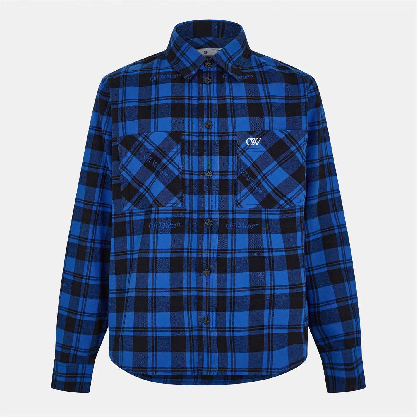 Off-White o1g2r1mq0326 Arrow Plaid Embroidered Shirt in Blue/Black Size US M / EU 48-50 / 2 - 1 Thumbnail