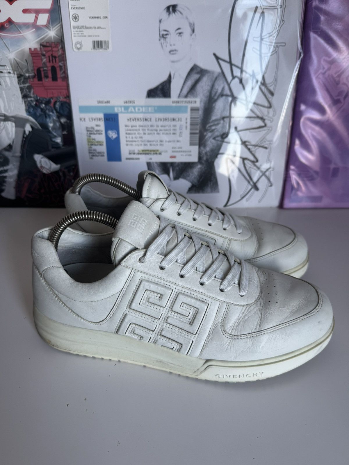 Givenchy White 4G Logo Low Sneakers Luxury Designer