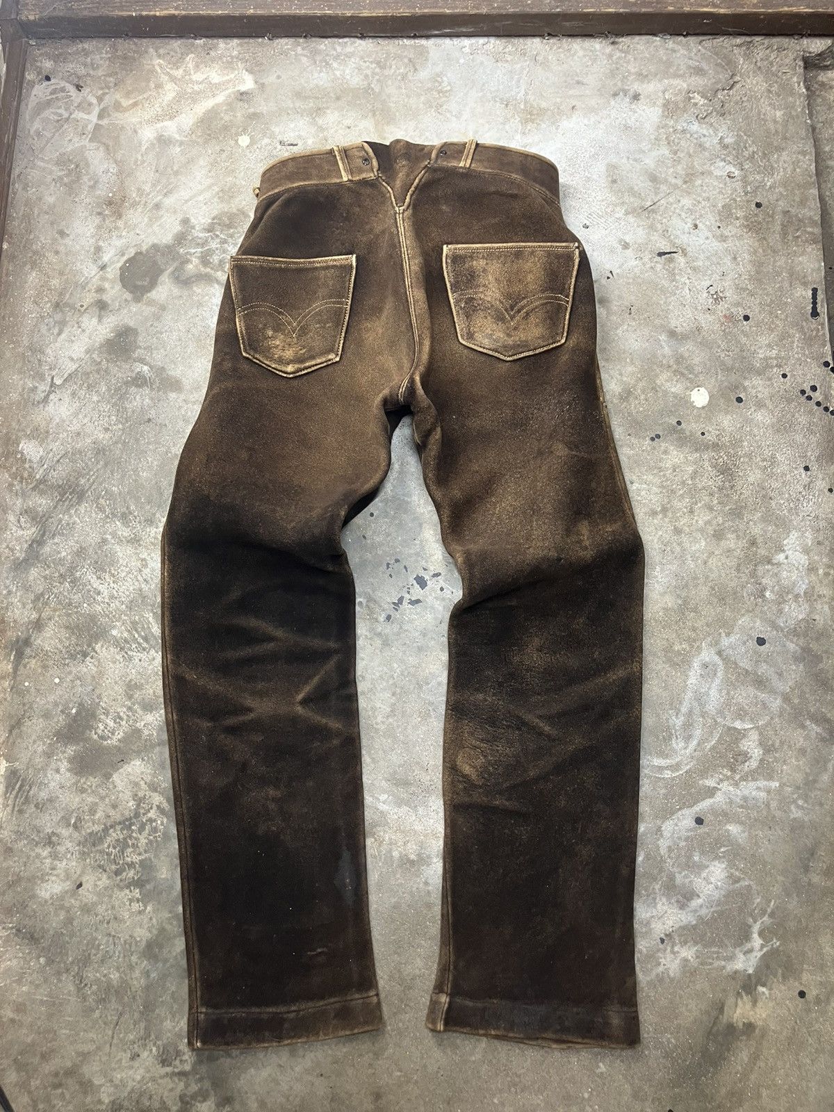 Levi's × Vintage 30’s Lace Back Leather Trousers Buckleback Lederhosen Size US 30 / EU 46 - 1 Thumbnail