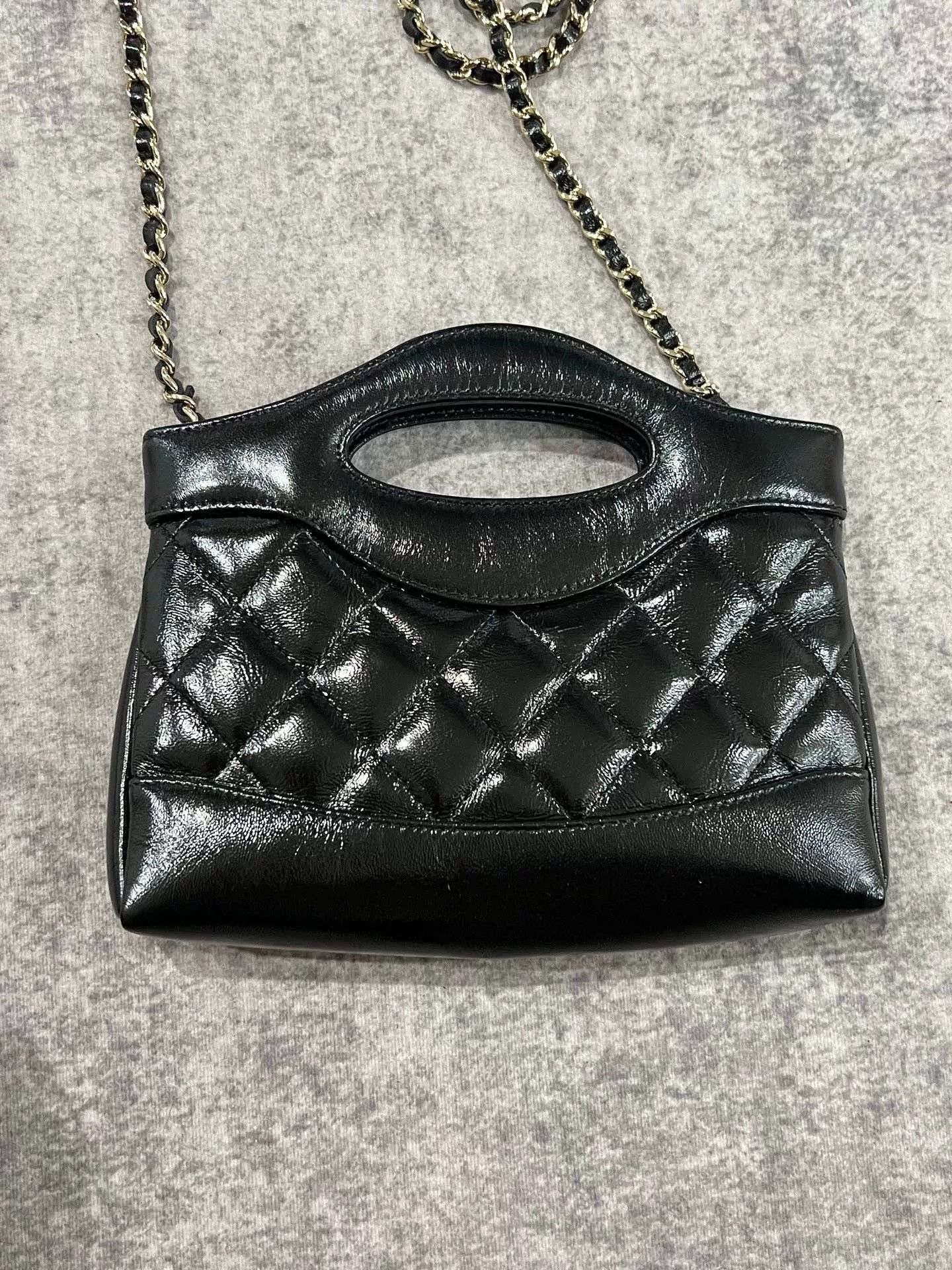 Chanel Chanel 31 Bag Waxed Leather Black Gold Nano Size US XXS / EU 40 - 2 Thumbnail