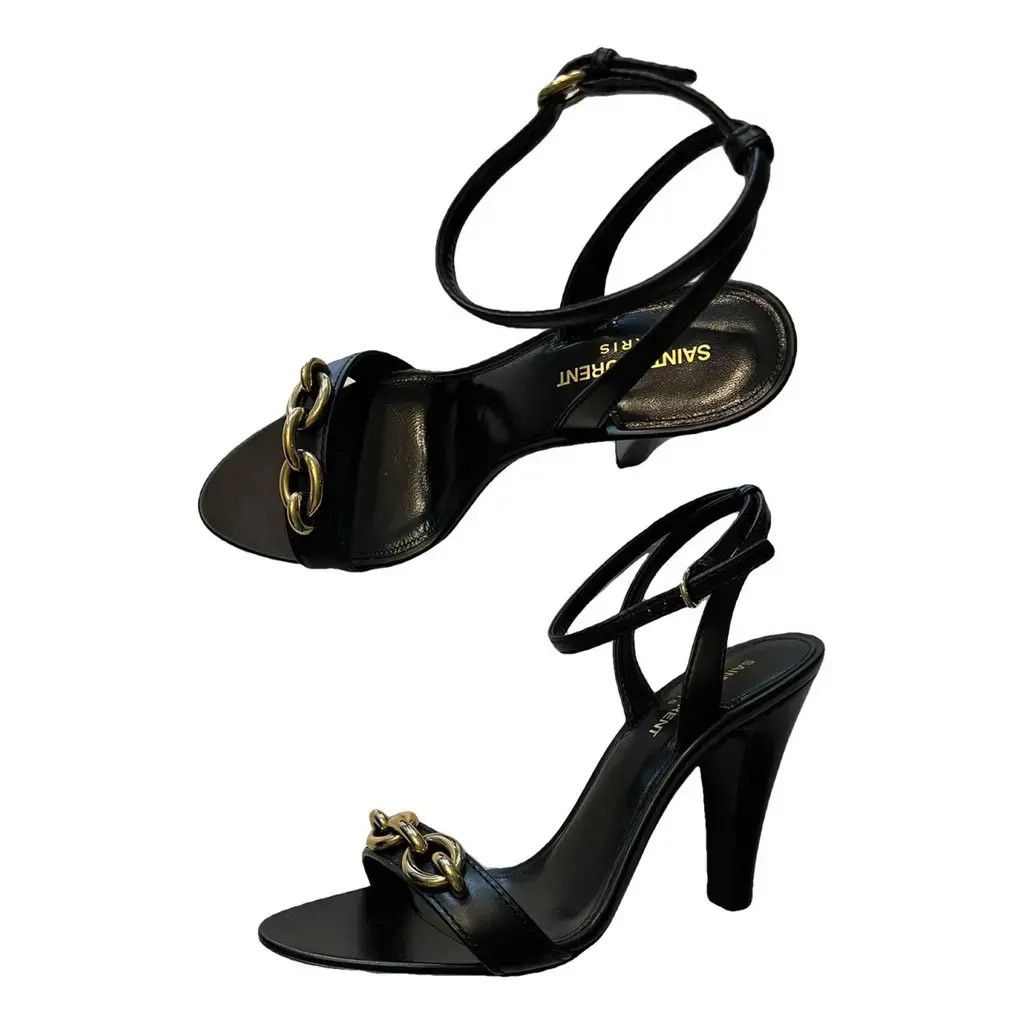 Saint Laurent Paris o1b1hav111224 Le Maillon Sandals in Smooth Leather in Black Size US 5 / IT 35 - 1 Thumbnail