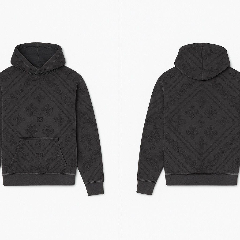 Rhude Rhude Paisley Monogram Hoodie Vintage Black Size Medium Size US M / EU 48-50 / 2 - 13 Thumbnail