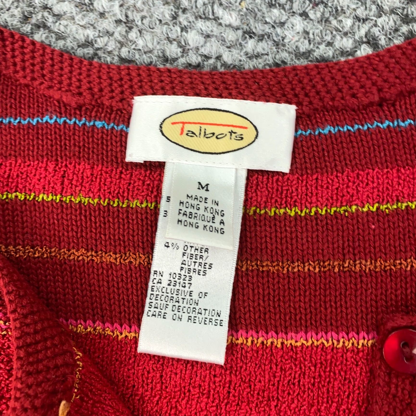 Talbots Talbots Cardigan Sweater Striped 3/4 Sleeve Red Flower Button Embroidered Cotton Ramie Rayon Women M Medium Adult Womens Fall Spring Winter Stock Size M / US 6-8 / IT 42-44 - 6 Thumbnail