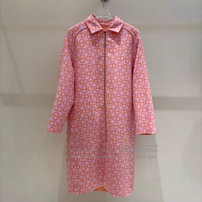 Hermes Hermes Zip-up Double-breasted Long Sleeve Coat - Pink Size XS / US 0-2 / IT 36-38 - 1 Thumbnail