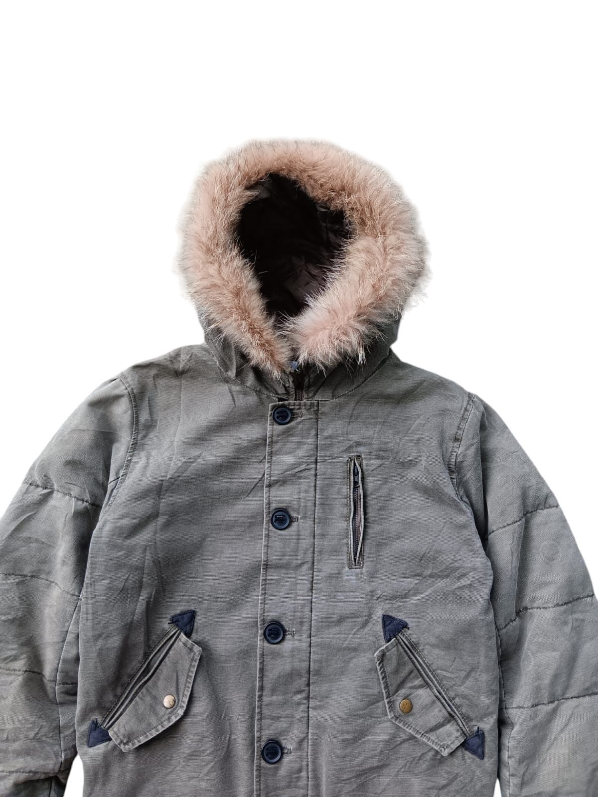 Japanese Brand 🇯🇵Japanese fur hoodie sun faded bomber vintage jacket Size US L / EU 52-54 / 3 - 10 Thumbnail