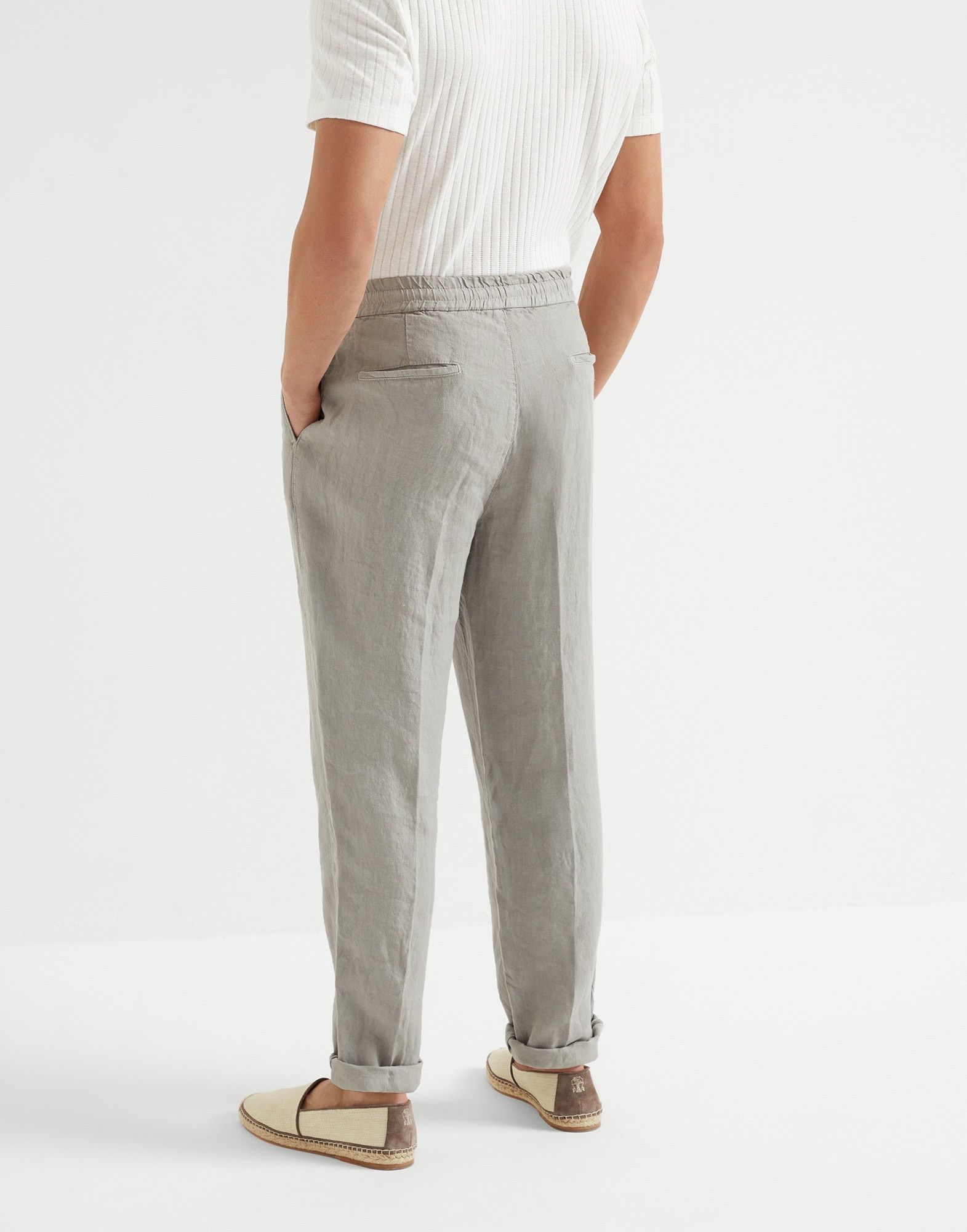 Brunello Cucinelli o1la1rc1a0326 Garment-Dyed Leisure Fit Trousers in Grey Size US 32 / EU 48 - 2 Thumbnail