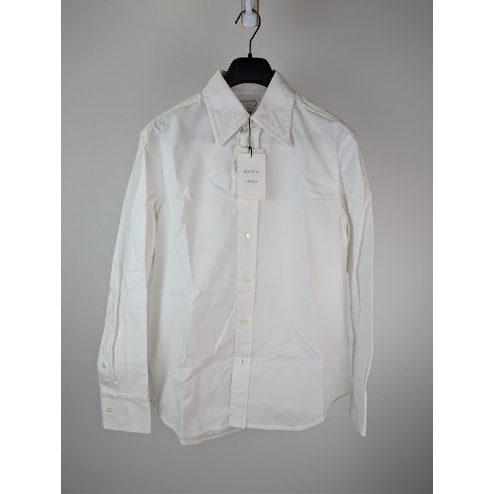 Bottega Veneta o1rshd1 Compact Cotton Canvas Shirt in White Size US M / EU 48-50 / 2 - 1 Thumbnail