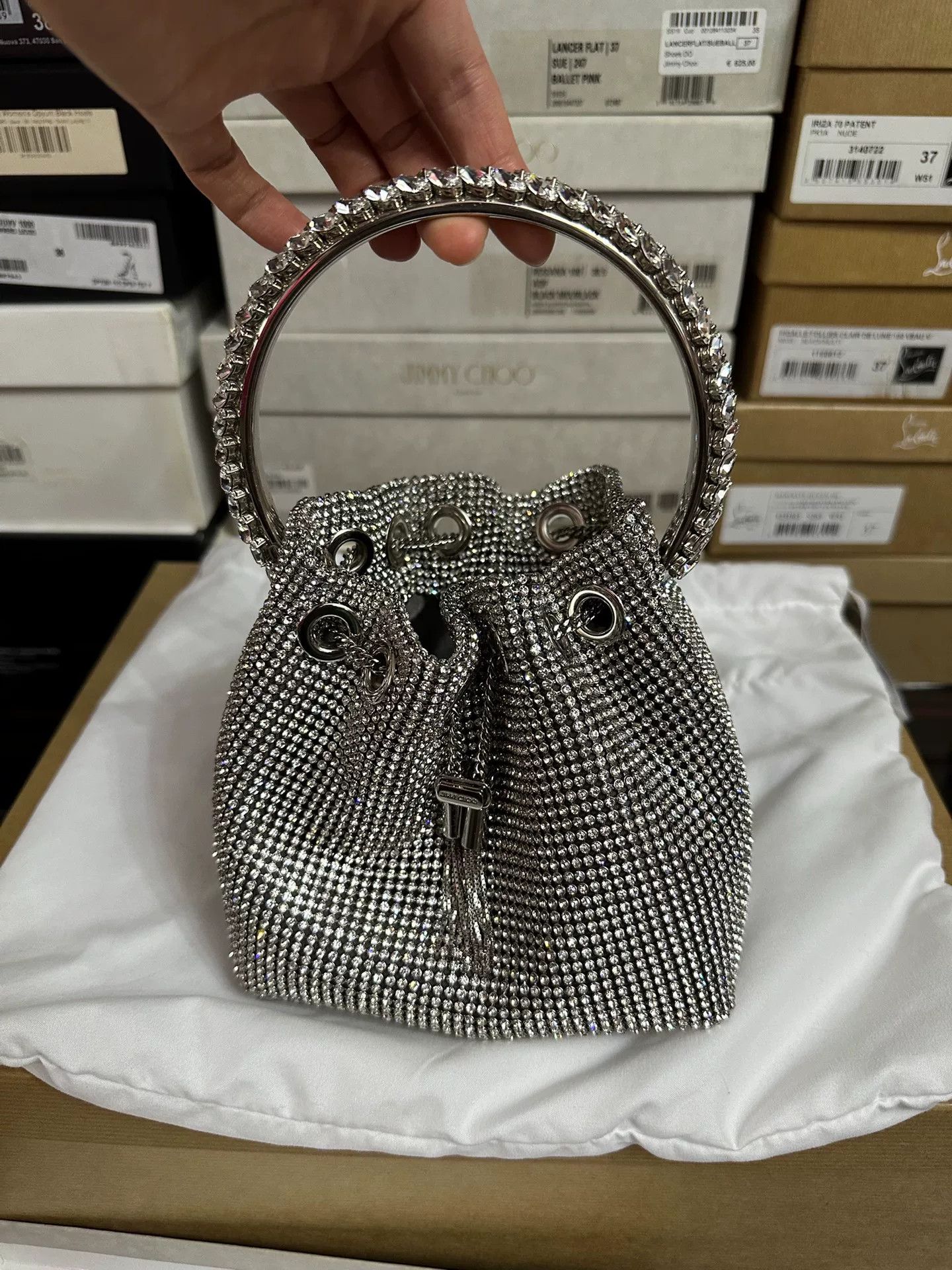 Jimmy Choo Jimmy Choo Silver Crystal Handbag Size ONE SIZE - 1 Thumbnail