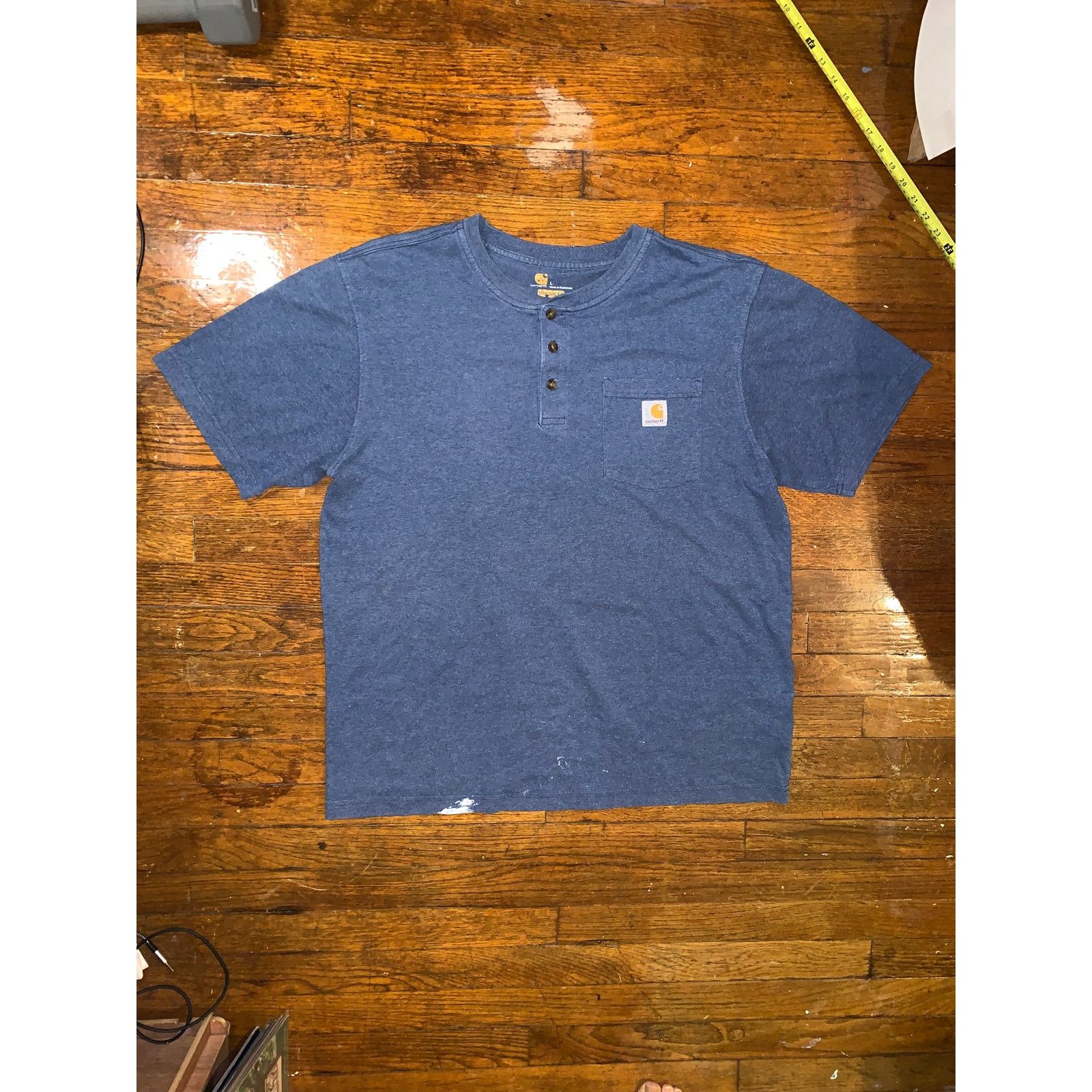 Carhartt Carhartt Henley Pocket T Shirt L Navy K128 Distressed Paint Size US L / EU 52-54 / 3 - 1 Thumbnail