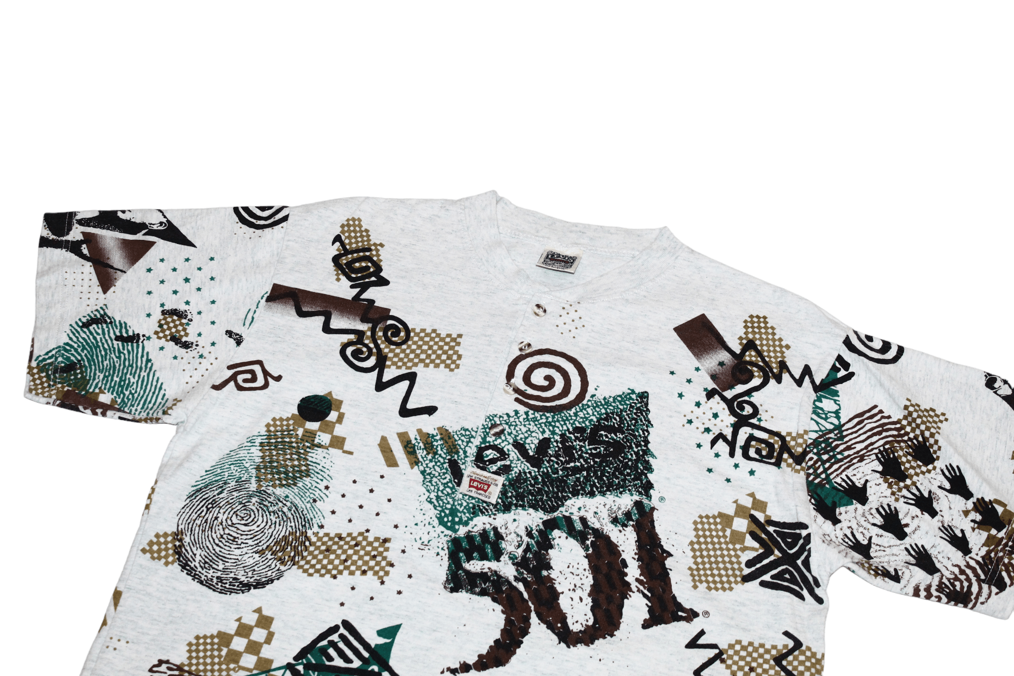 Levi's VTG🔥 90s Levi's 501 abstract art melange baggy t-shirt Size US L / EU 52-54 / 3 - 2 Thumbnail