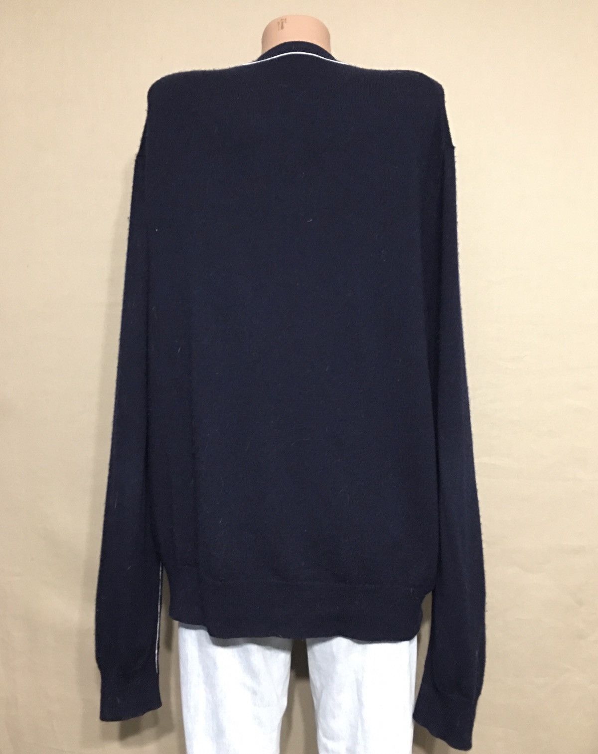 Sandro Sandro Navy Dark Blue Striped Trim Wool Cardigan Size US XL / EU 56 / 4 - 3 Thumbnail