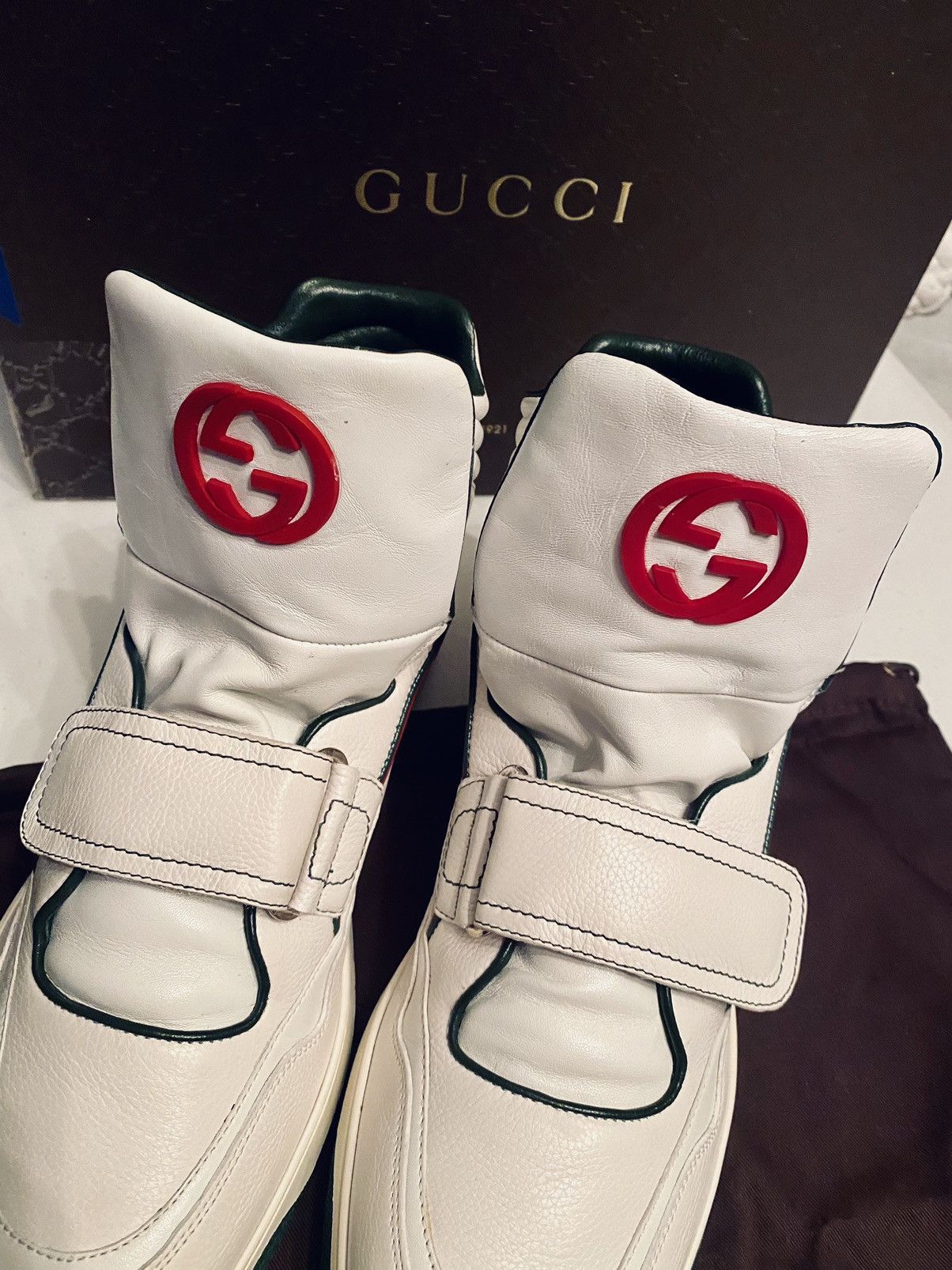 Gucci Gucci 🇮🇹 Barkleys GG Leather Hi Top Sneakers 11 NEW VINTAGE Size US 11 / EU 44 - 2 Thumbnail