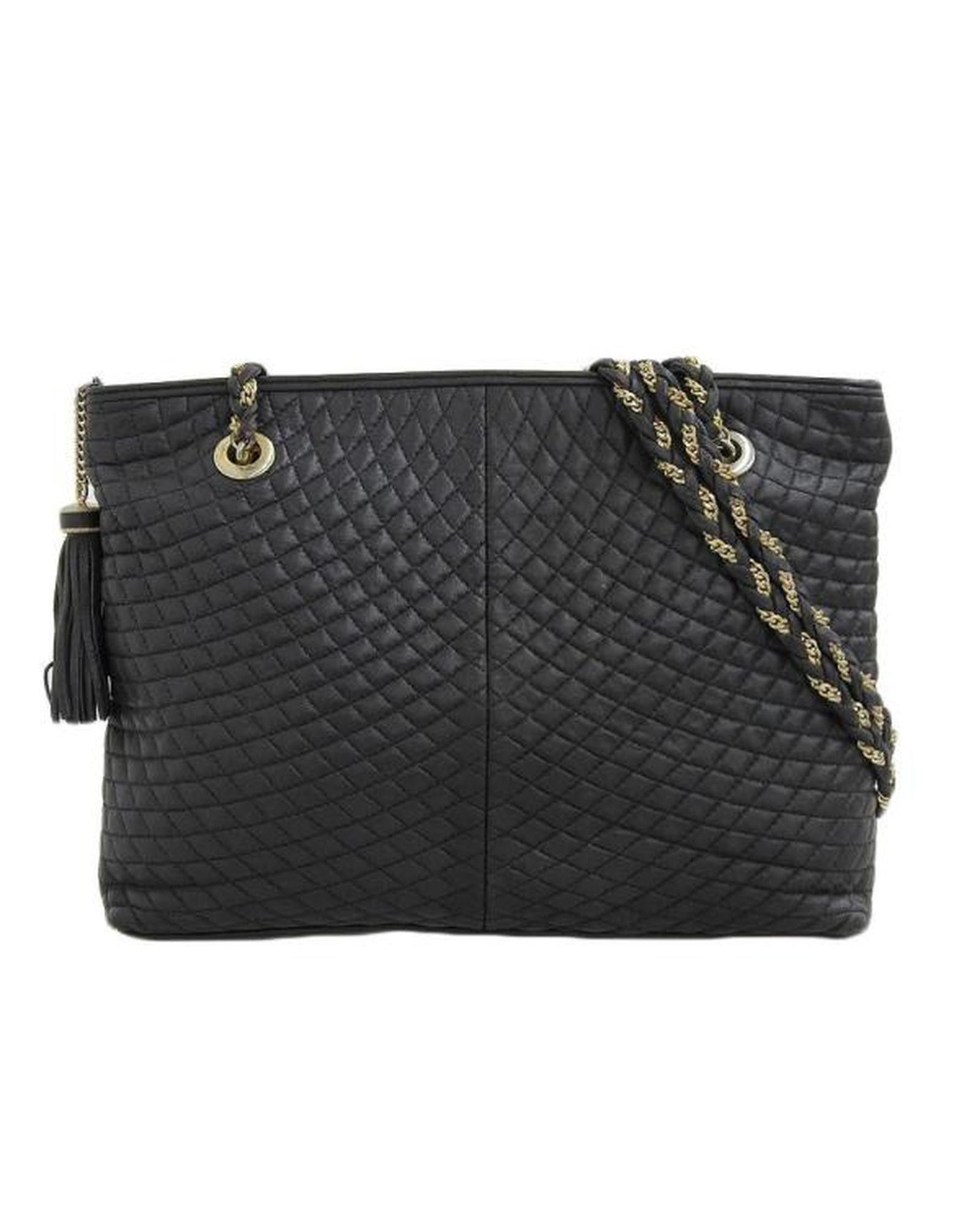 image of Bally Quilted Chain Shoulder Bag in Black, Women's