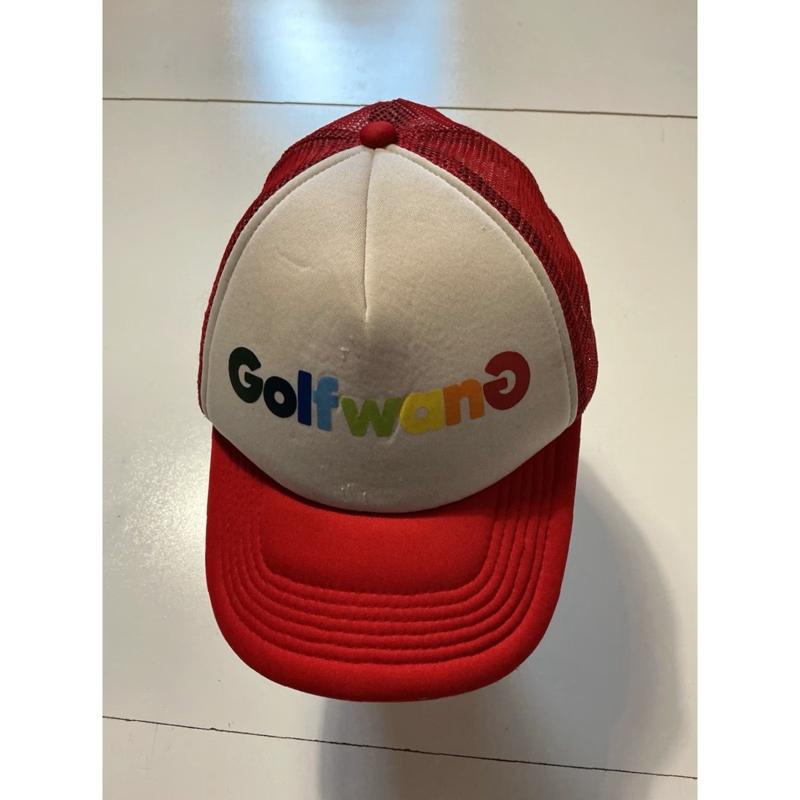 Golf Wang VINTAGE Golf Wang Tyler The Creator Script Logo Graphic Snapback Red Trucker Cap Hat Size ONE SIZE - 7 Thumbnail