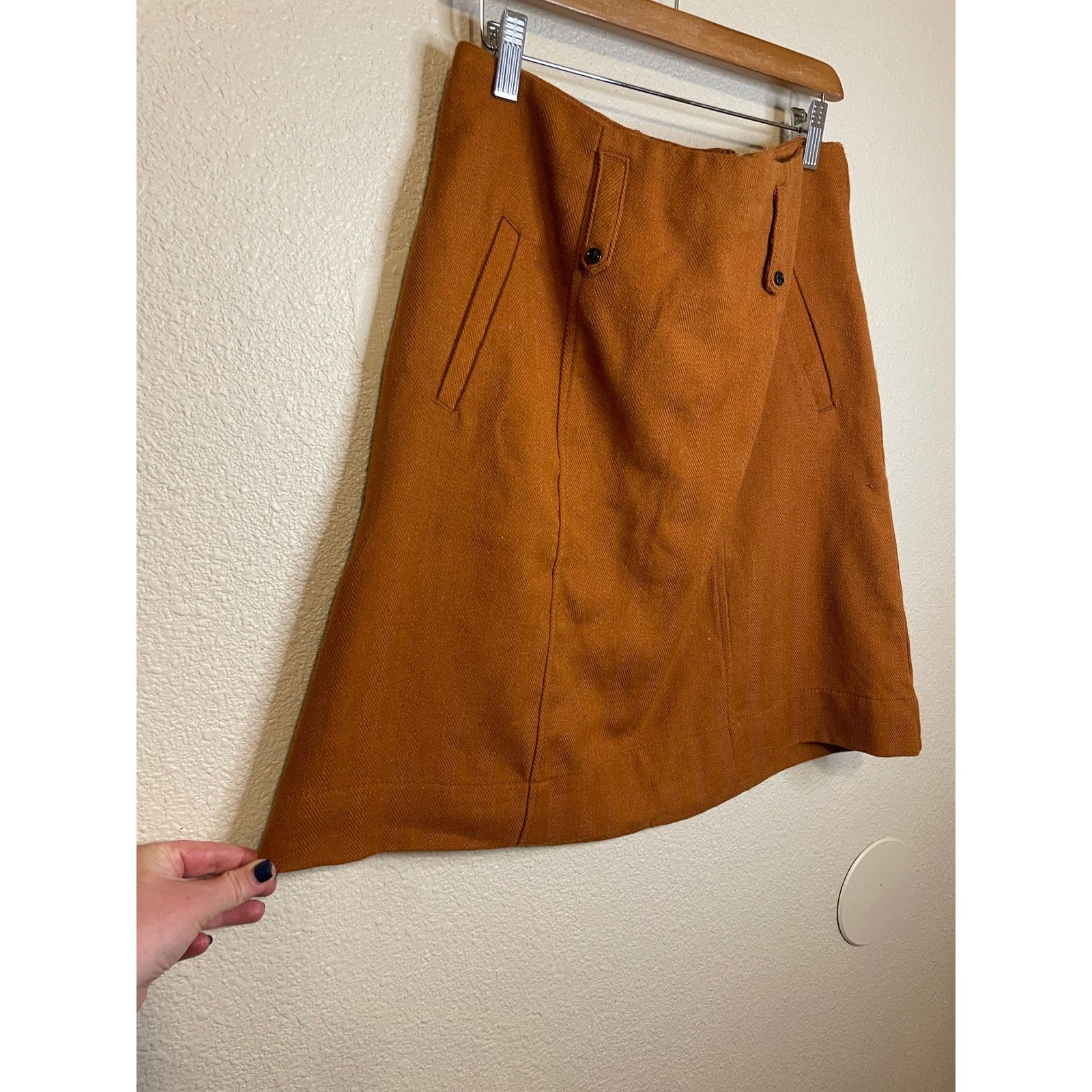 Merona Merona Wool Blend Rust Orange Retro High Waisted Mini Skirt Size 32" / US 10 / IT 46 - 9 Thumbnail
